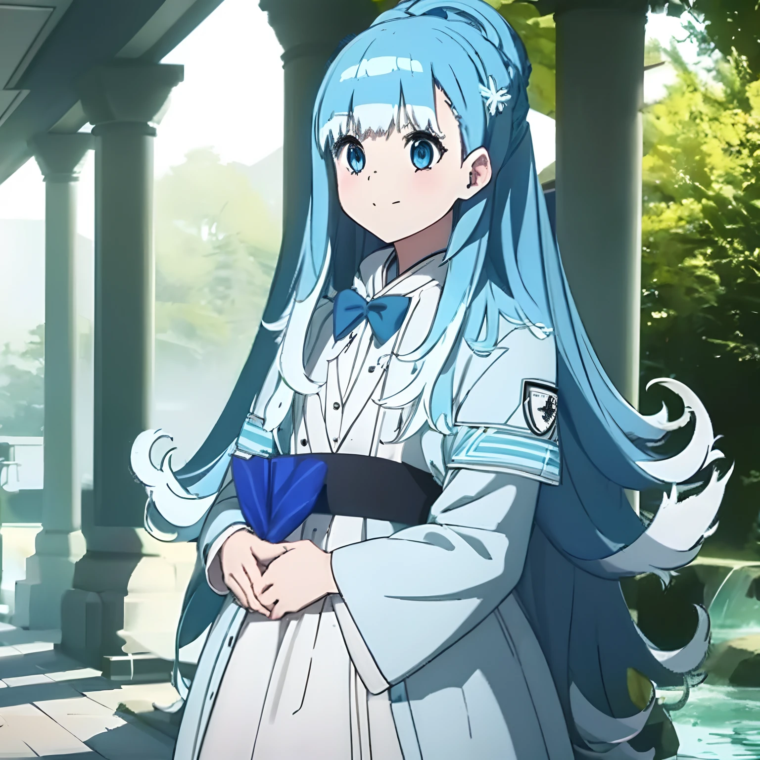 1girl, water Blue hair, long hair, White uniform,Kanaeru-Kobo