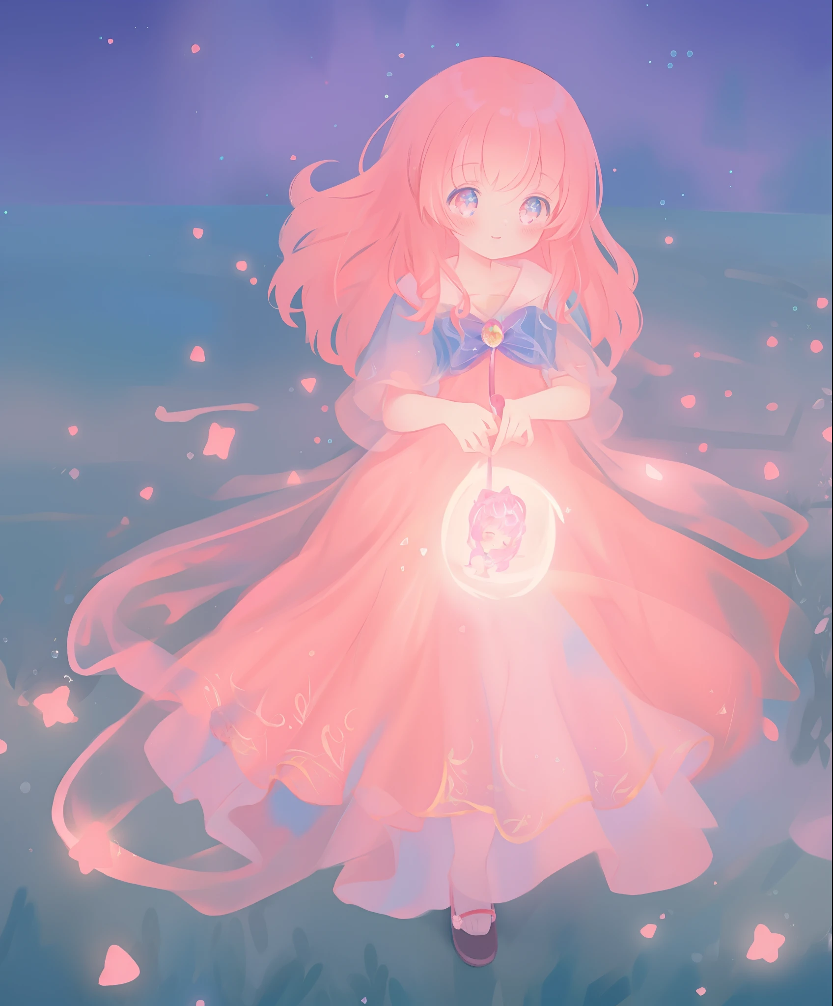 anime girl with a bunch of glowing balls in her hands, anime girl with cosmic hair, little girl with magical powers, connected with glowing tubes 8 k, anime girl of the future, render of a cute 3d anime girl, anime styled 3d, anime styled digital art, advanced anime digital art, magical particles, digital anime art, 3d anime girl