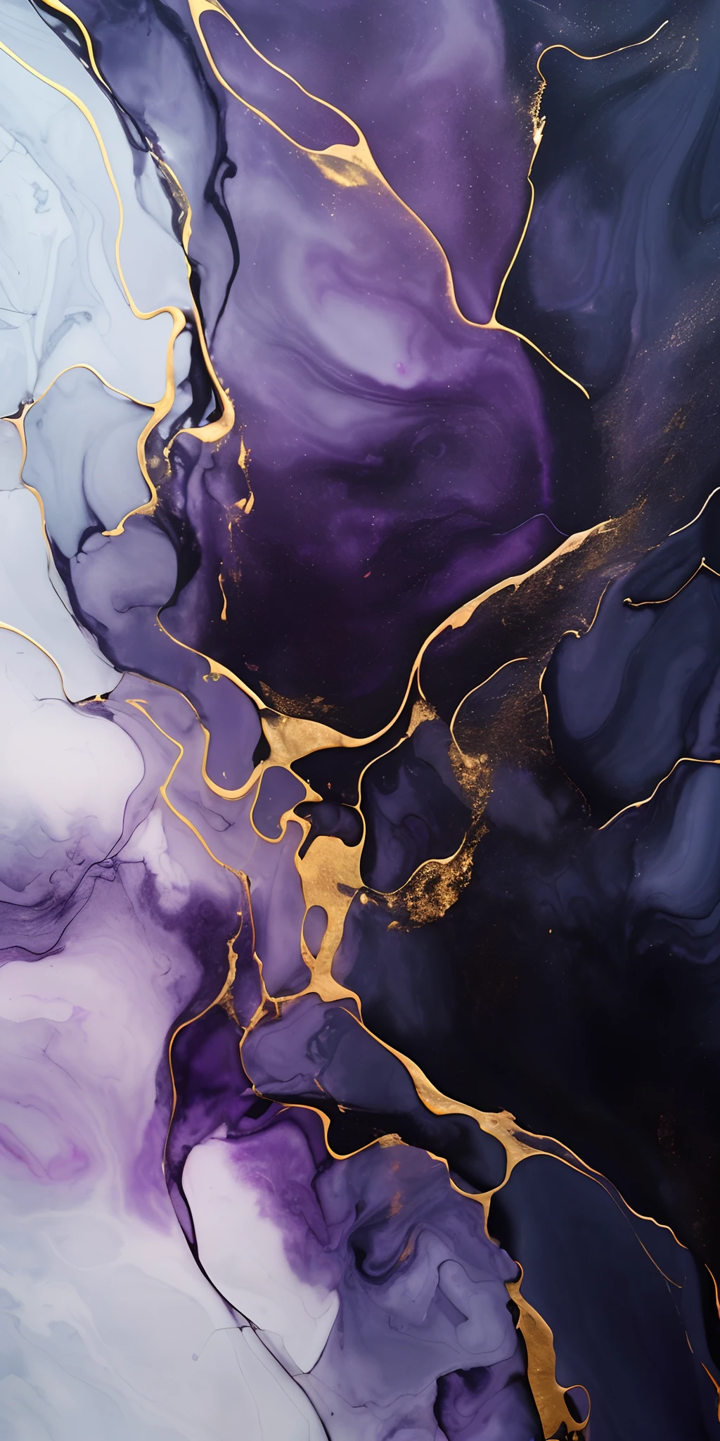 purple abstract marble texture with gold highlights , in the style of dark gray and dark black, fluid