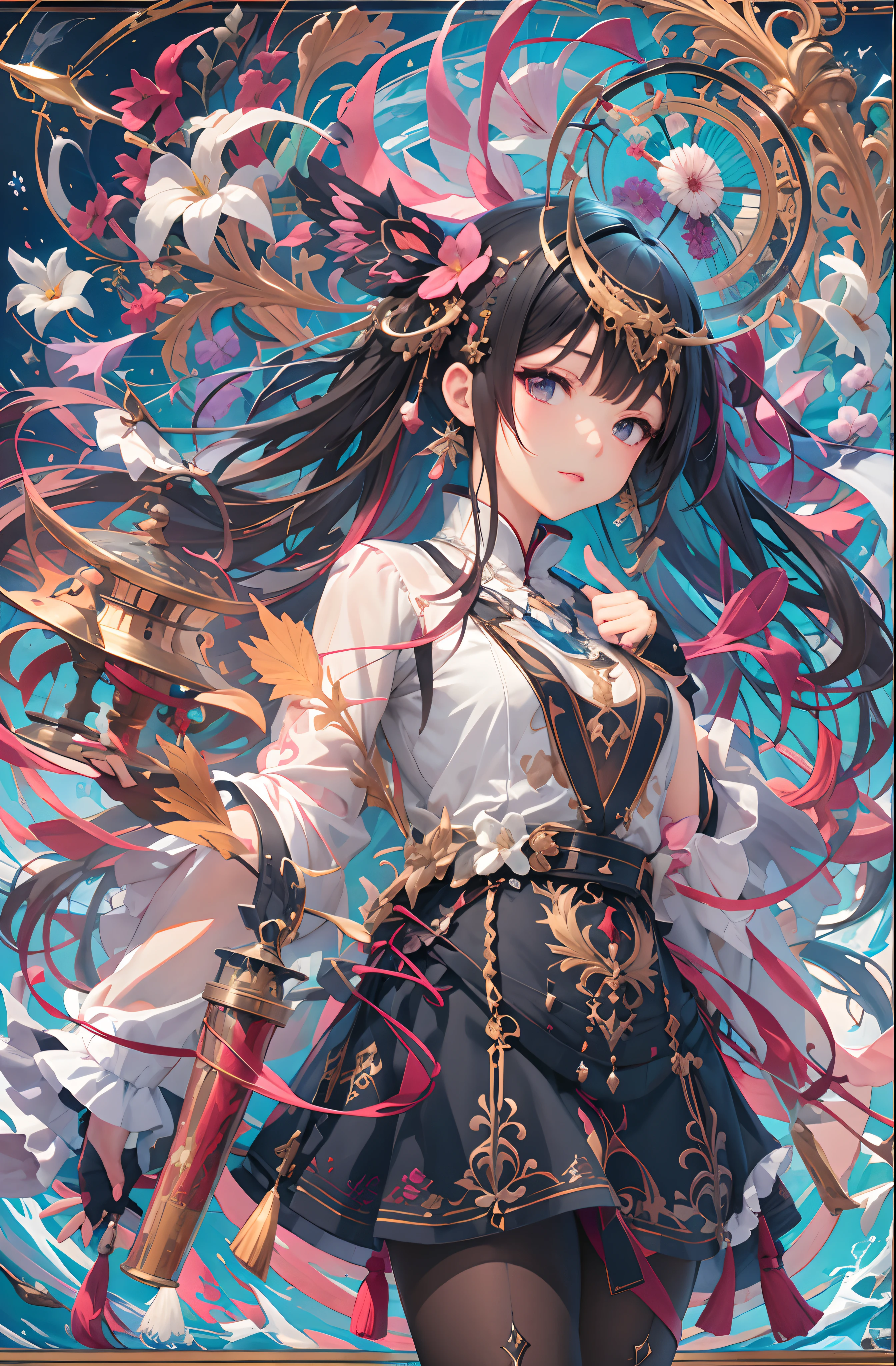 tmasterpiece、top-quality、ultra - detailed、offcial art、aestheticly pleasing、1girl in、Fault art:1.5、extremely colorful:1.5