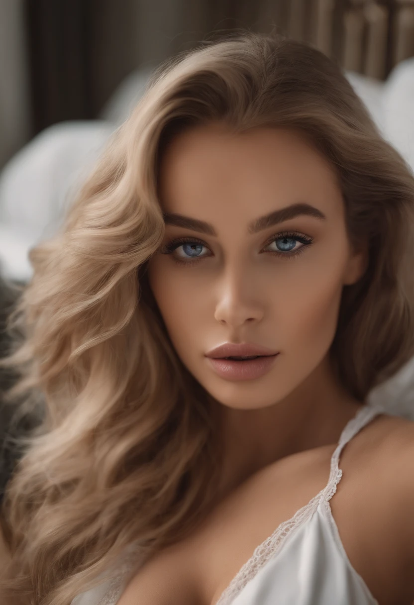 Totally Alafed Women , Sexy girl topless with blue eyes, Large breasts, A hyper-realistic, meticulously detailed, Portrait Sophie Mudd, blonde hair and large eyes, selfie of a young woman, bedroom eyes, Violet Myers, without makeup, Natural makeup, Looking directly at the camera, face with artgram, subtle makeup, Stunning full-body shots,Medium to large bust, S