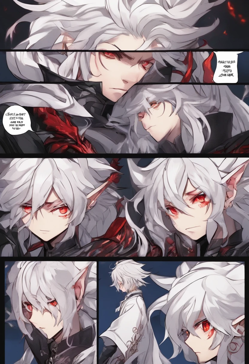 full body, the side view and the back view, namely the front view, three views, demon boy prince, maplestory character sheet, demon boy, with red skin and white hair messy curly, Red elf w/ Black Piercings, Bleach Monster Tail, Horror monster form.demon boy prince, maplestory character sheet, demon boy, emotionless face, with red skin and white hair messy curly, Red elf w/ Black Piercings, Bleach Monster Tail, Horror monster form.、((highest qualityr))、((obra maestra))、(ighly detallado、higherdetailed、Arte Oficial、Beautifully aesthetic:1.2), blonde hair, confused, bored, anime, Conceptual art, HD, best quality, textured skin, 1080P, high details, textured skin, masterpiece