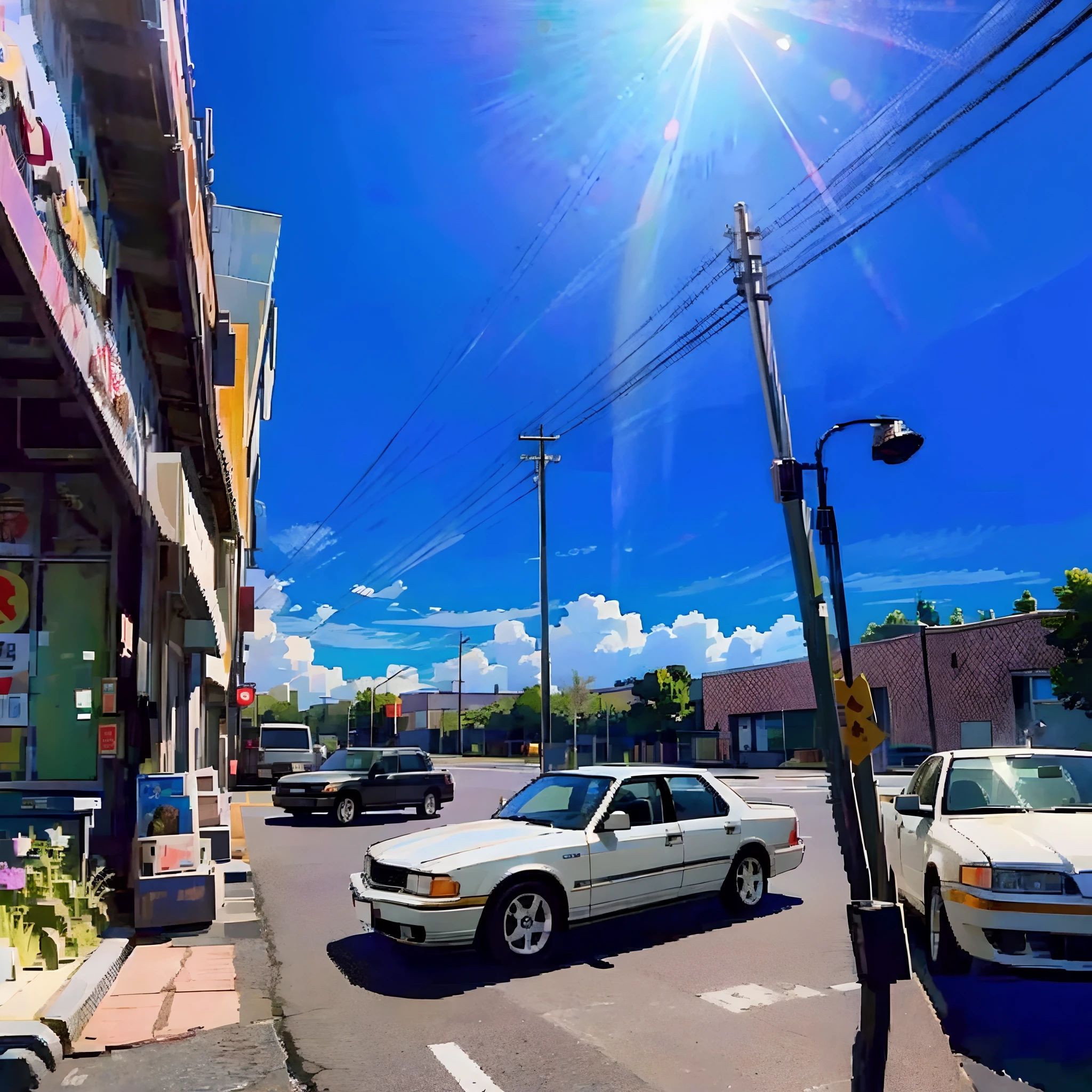 cars parked in a parking lot with a sun shining in the background, shot on iphone 1 3 pro max, shot with iphone 1 0, shot on iphone 1 3 pro, street level view, wide angle photograph, low angle wide shot, taken on iphone 1 3 pro, captured on iphone, view from the streets, taken on iphone 14 pro, from street level
