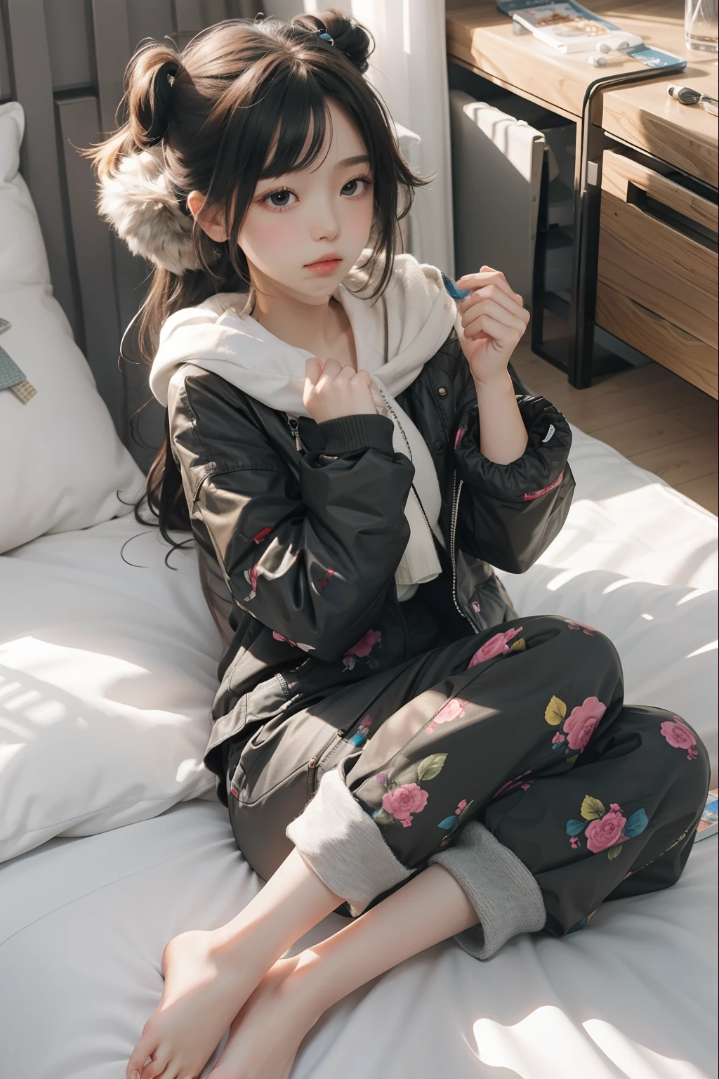1girll,Play bundled games,(Hands are tied,Feet are tied)。