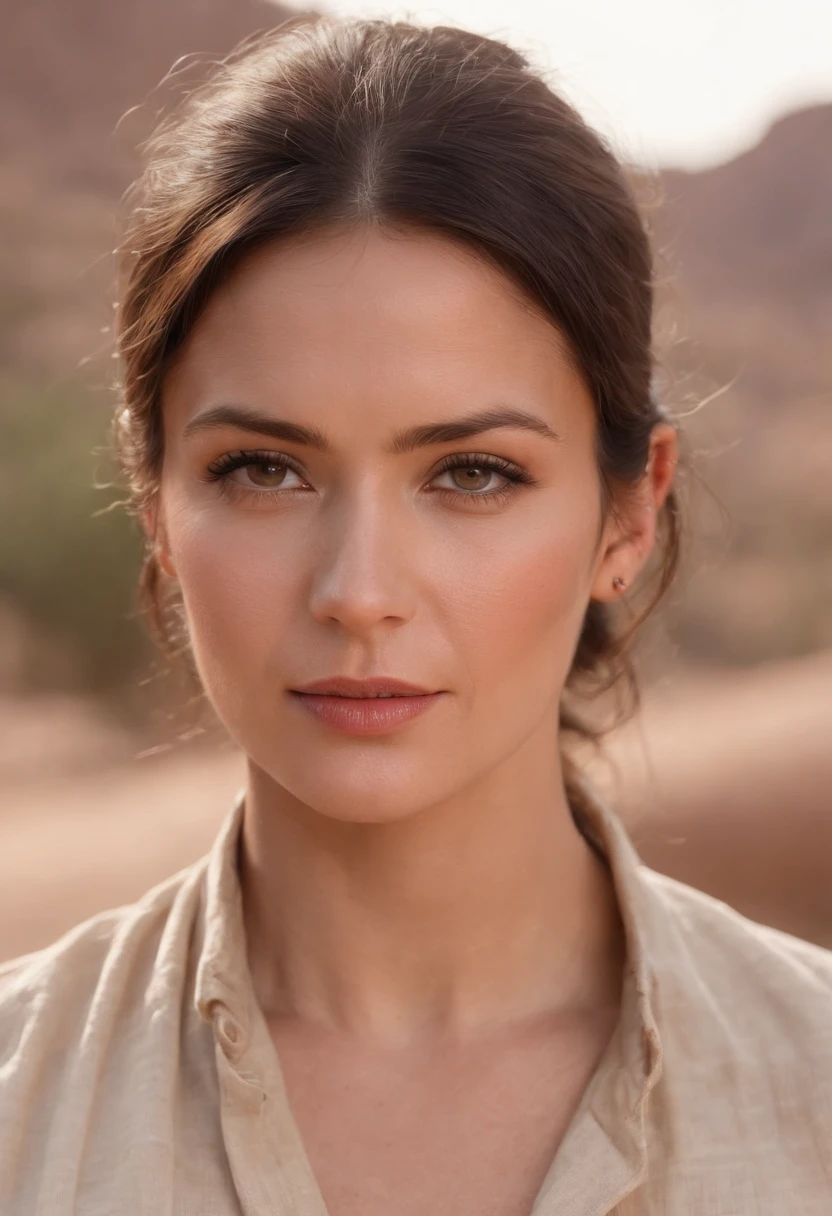 (((a deep reddish wound crosses her left cheek))) tan complexion, man around 35 years old, natural dark hair, wearing linen shirt like Indiana Jones, muscular, rugged, handsome, sunlight in an open Egyptian temple setting, desert sand, ultra sharp focus, realistic shot, rugged archaeologist clothes (scar:1.4)