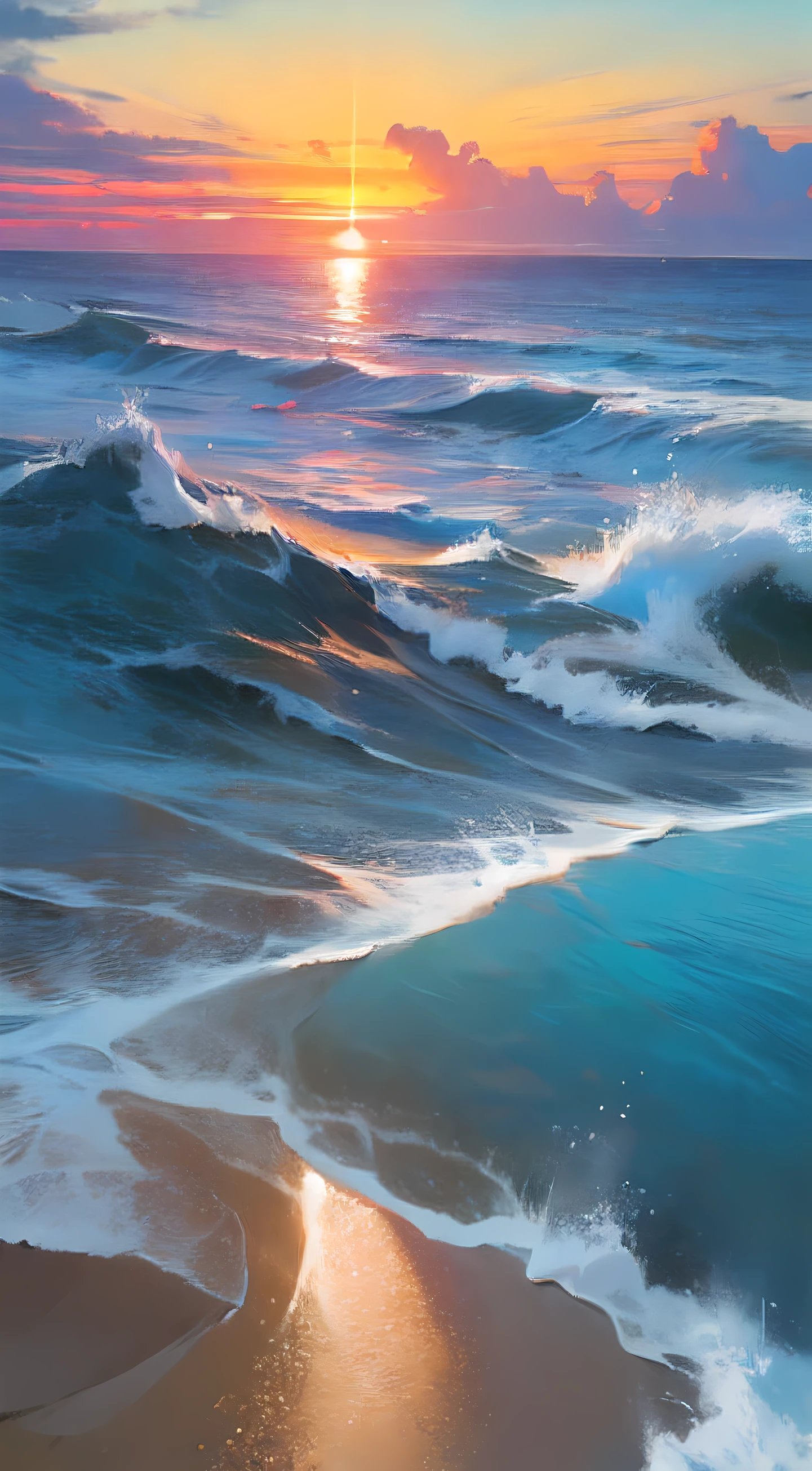 Facing the sea, a person stands by the side, looking up to the vast horizon. The person's eyes are filled with awe and wonder as they take in the breathtaking view. The sea stretches out endlessly, its waves crashing against the shore with a powerful force. The person is captivated by the surrealism of the scene, feeling a sense of connection with nature. 

The artwork is created using Sony FE, an advanced camera that captures every detail with precision. The image quality is of the highest caliber, ensuring a masterpiece. The colors are vivid and true to life, enhancing the overall visual experience. The lighting is carefully designed to add an ethereal touch, creating a sense of magic in the air.

The person is dressed in casual attire, their clothes gently swaying in the sea breeze. Their facial expression reflects a mix of tranquility and awe, perfectly harmonizing with the surroundings. As the person stands by the sea, their presence adds a sense of scale and depth to the composition.

The artwork showcases a surrealistic touch, with elements of fantasy interwoven with reality. The sea transforms into a gateway to another world, inviting the viewer to embark on a journey of imagination. The scene evokes a feeling of tranquility and serenity, a moment of escape from the hustle and bustle of everyday life.

The overall composition is balanced and harmonious, with attention to detail and a focus on creating a realistic yet dreamlike atmosphere. The viewer is transported to a state of mindfulness, where they can immerse themselves in the beauty and grandeur of nature.

The use of Sony FE and the high-resolution capabilities allow for an ultra-detailed representation of the scene. Each wave, each blade of grass, and each ripple in the water is captured with precision, creating a lifelike and immersive experience. The image quality is enhanced with HDR technology, bringing out the full range of colors and tones in the scene.

In summary, this prompt describes a perso