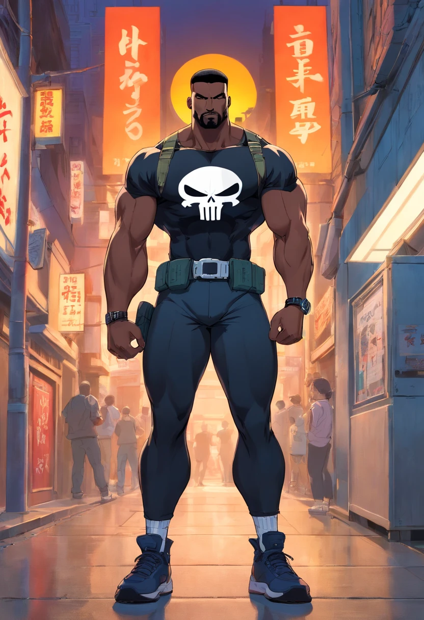 https://s.mj.run/pWphbHWoj28 , Tyson beckford as The Punisher, wearing Athleisure, huge bulge, punisher aesthetic, in beefcake pose --v 5.2