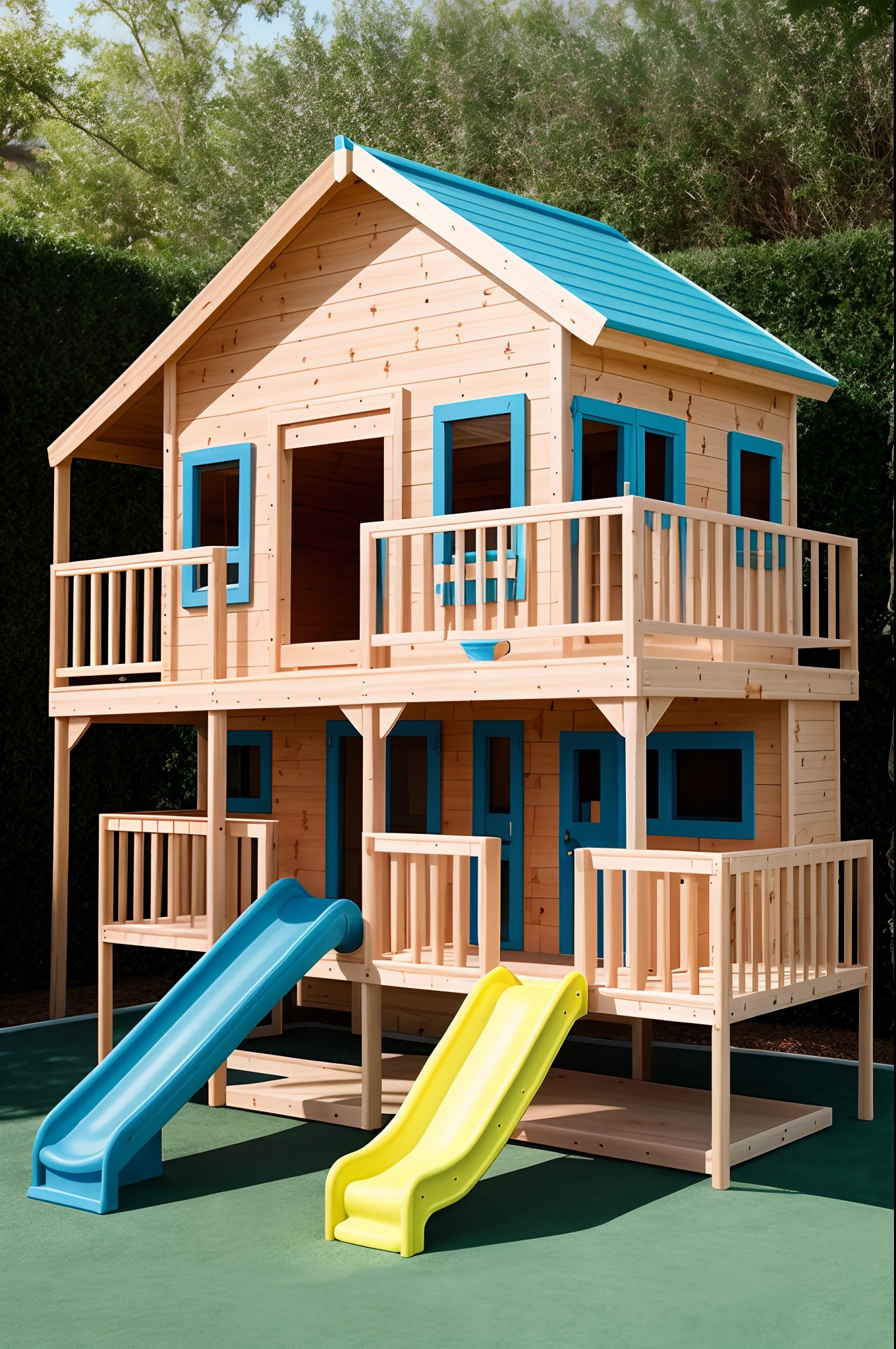 Modern ??? playhouse with slide, centered, photorealistic, intricate details