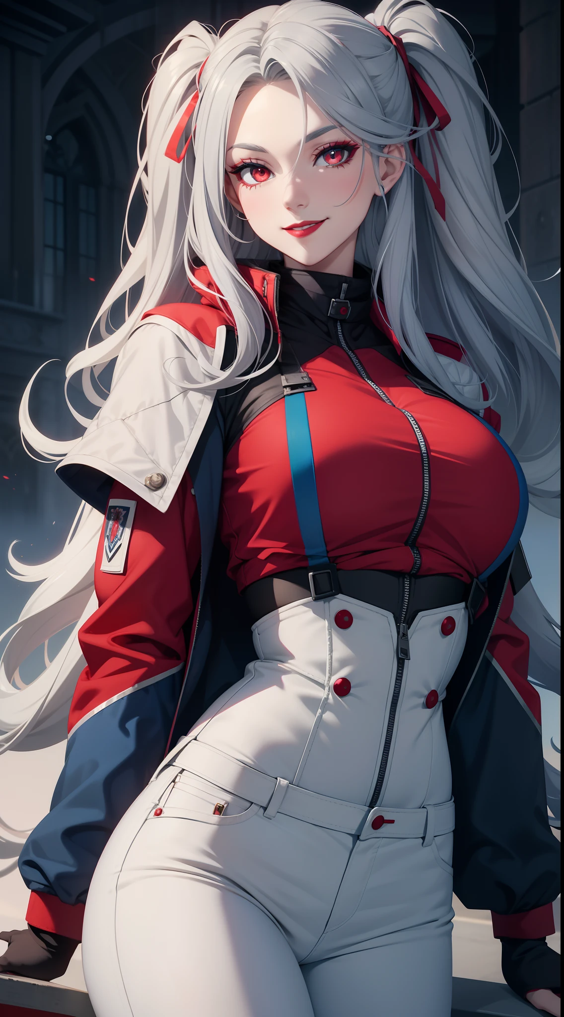 Man with long white hair and fiery eyes 🔥