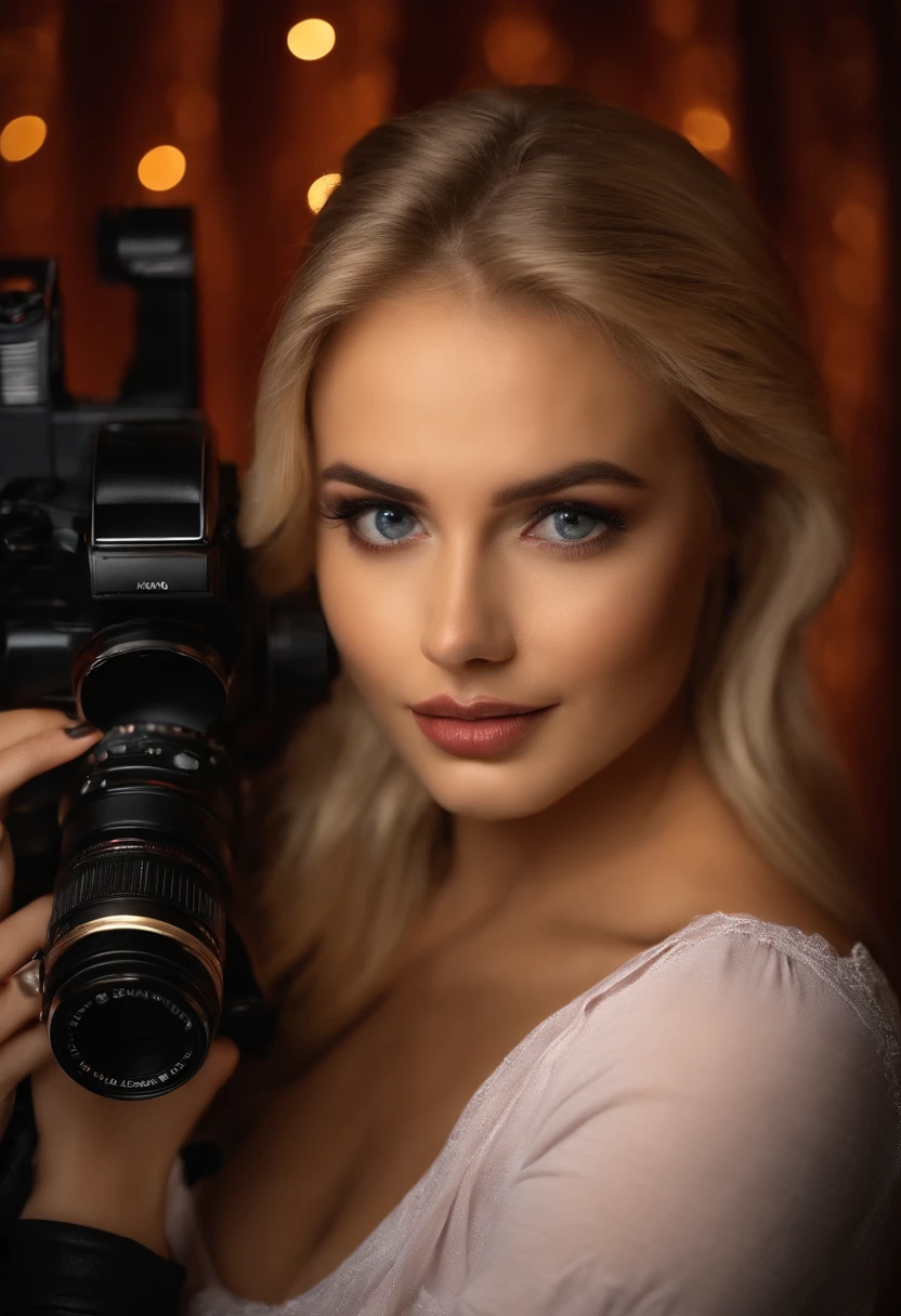 Hermosa chica rubia de origen aleman con doll mostrando sus zonas intimas ante la camara en poses muy sexys en un estudio de fotografia vacio rodeada de juguetes sexuales
