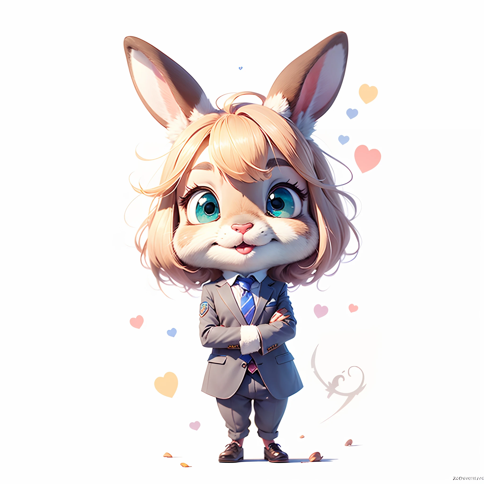 there is a cartoon bunny with a suit and tie on, judy hopps, rabbt_character, cute anthropomorphic bunny, a portrait of judy hopps, judy hopps from zootopia, anthropomorphic rabbit, in style of zootopia, in style of disney zootopia, render of april, original chibi bunny girl, zootopia movie style