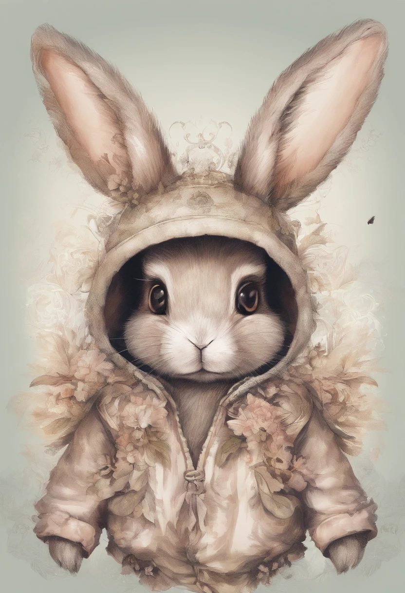 What made the eyes shine, Rabbit with furry ears and a tracksuit running