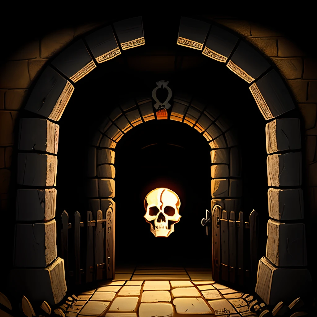 Cult Skull Demon Temple Tunnel Door Wood Skull