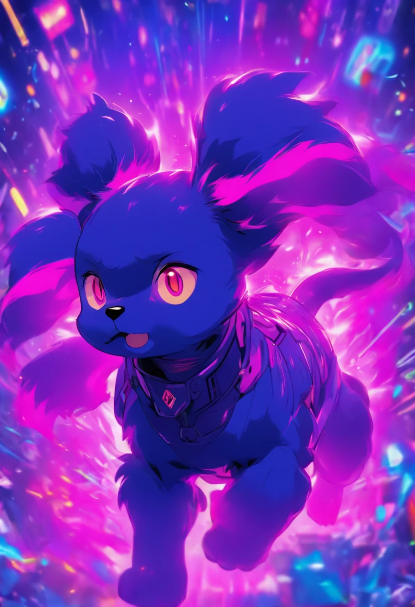 Female Protogen bleeding out red blood stabbed in chest blood gushing out feminine body