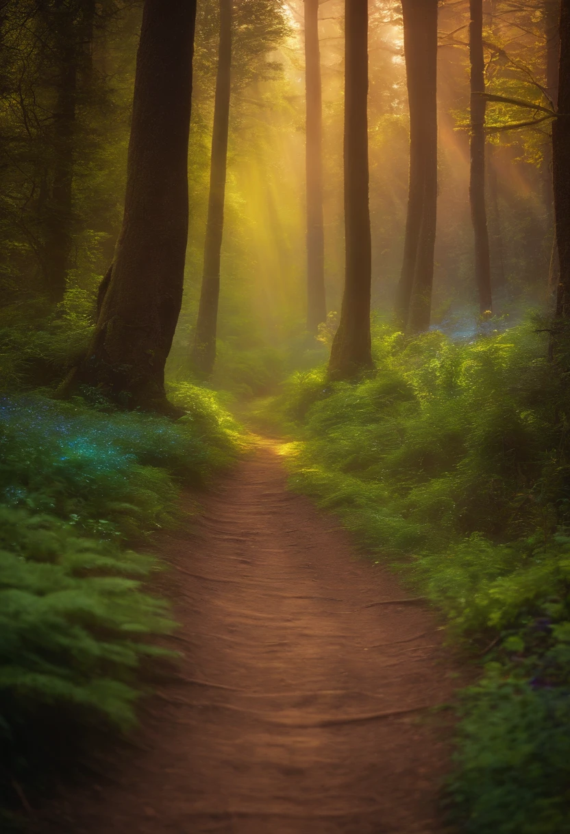 The rainbow path is a tree々And through the rainbow forest, Rainbow Trail, ethereal rainbows, Complex rainbow environment, magical forest backround, enchanted magical fantasy forest, magical forest, Beautiful spectrum of vibrancy, magical fantasy forest, magic fairy forest, An enchanted forest, MagicWorld. Colorful, Magic forest in the background, rainbow, magical colors and atmosphere