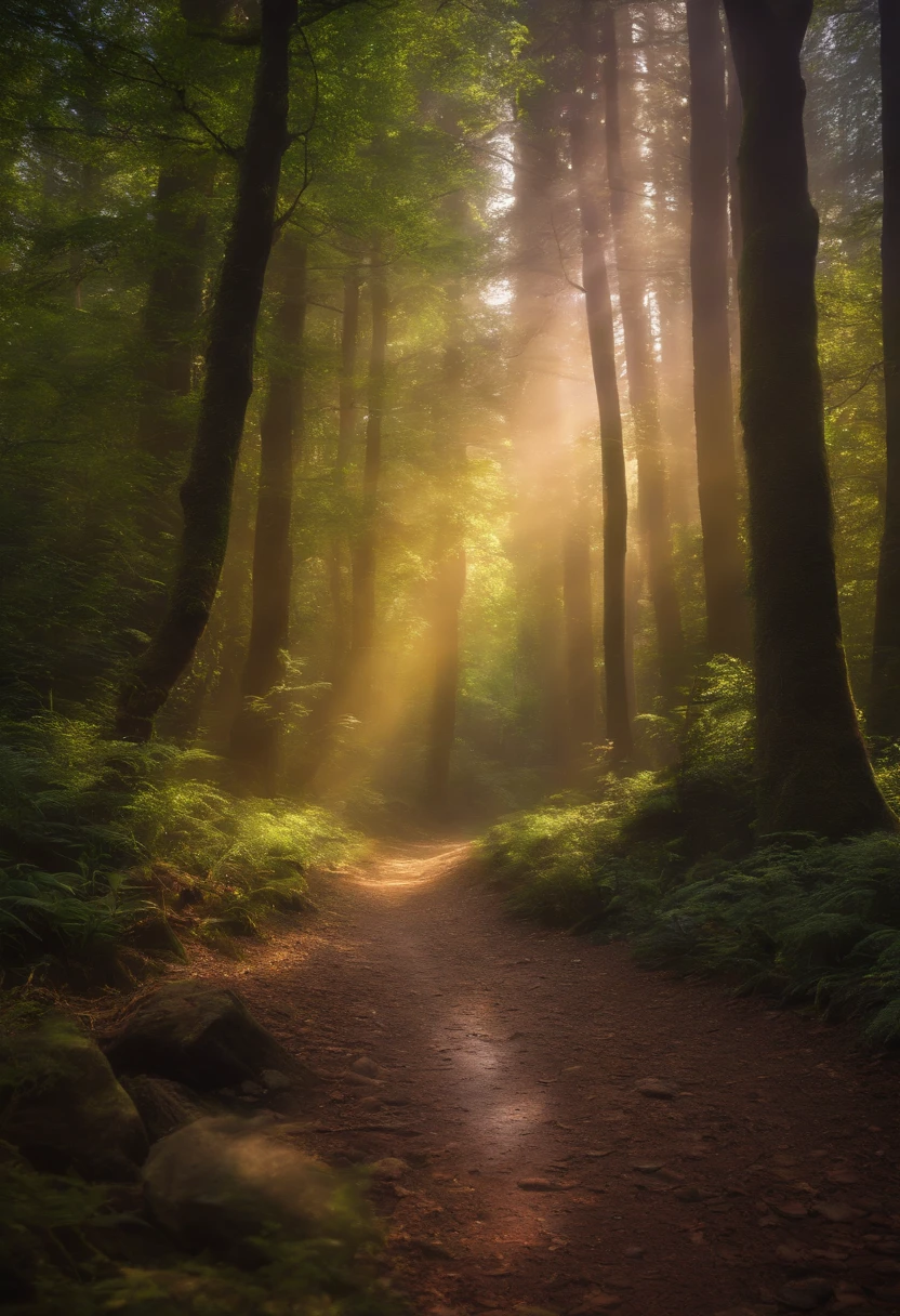 The rainbow path is a tree々And through the rainbow forest, Rainbow Trail, ethereal rainbows, Complex rainbow environment, magical forest backround, enchanted magical fantasy forest, magical forest, Beautiful spectrum of vibrancy, magical fantasy forest, magic fairy forest, An enchanted forest, MagicWorld. Colorful, Magic forest in the background, rainbow, magical colors and atmosphere