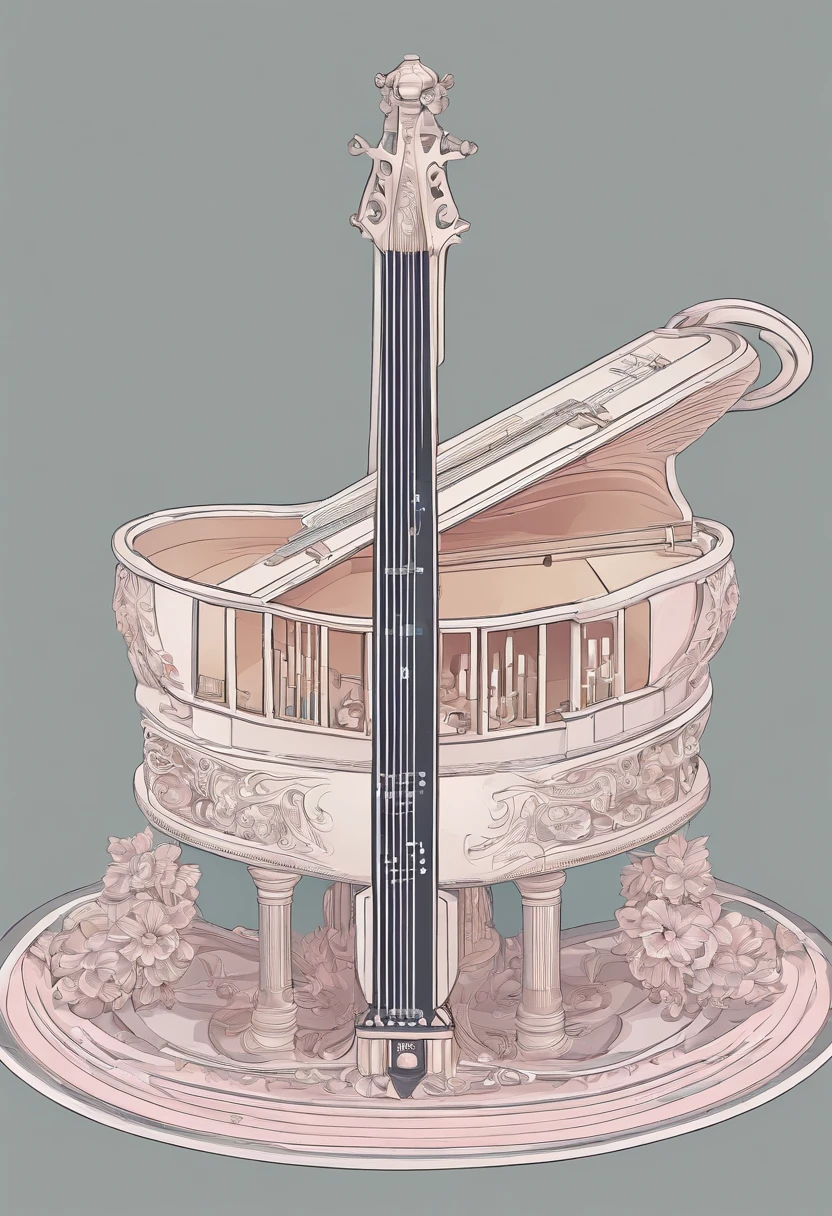 pale color,noble,Theme color is ivory,pink there,bloo,Baby Blue,musical instrument,orchestra,