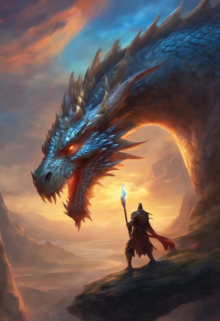 There is a big dragon with a huge head and a huge body, epic fantasy card game art, highly detailed fantasy art, detailed digital 2d fantasy art, epic fantasy artwork, detailed fantasy art, epic fantasty card game art, Dungeons&Dragons Fantasy Art, hyperrealistic d & d fantasy art, symmetrical spectacular fantasy art, cyborg dragon portrait