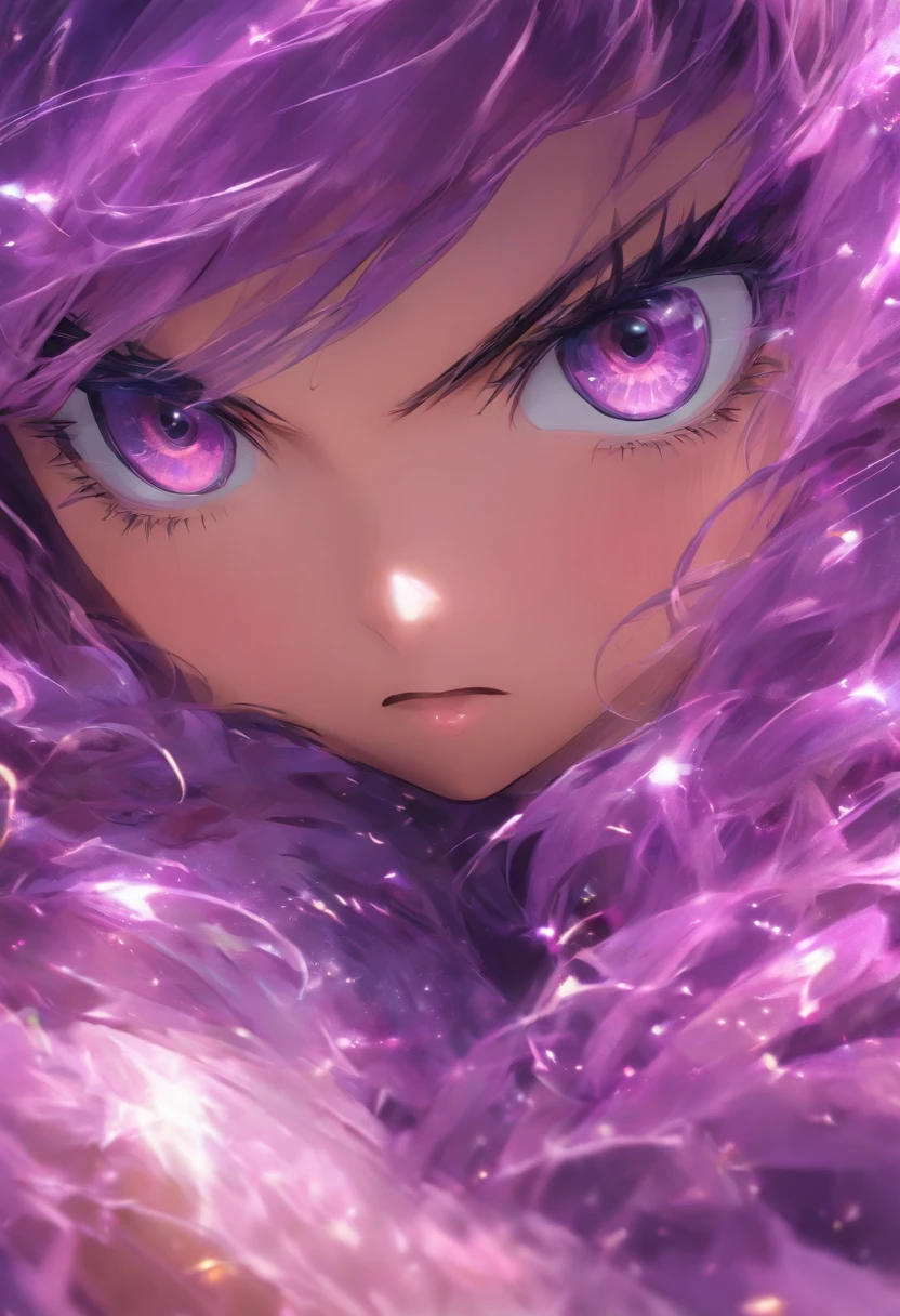 (purple coloured puples), Top quality, Masterpiece, high resolution, 8K, Hoodie and anime style girl, One girl, detailed line art, Digital enhancement, Close up, Anime core, Flowing fabric,rot,torogao,Various expressions,The expression of wide eyes