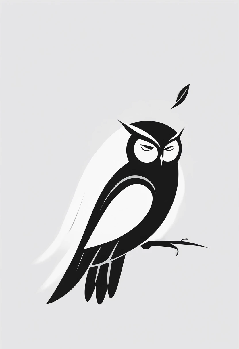 owl extended wings books school logo stylus black and white