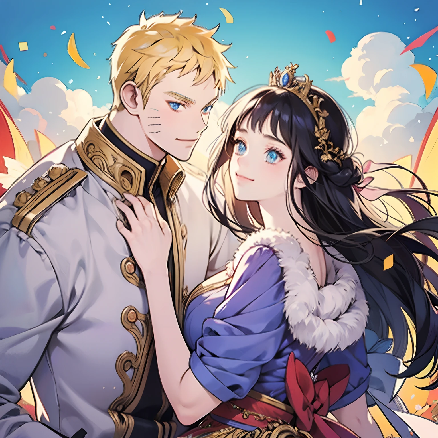 Naruhina, couple, prince and princess, tiara, crown, greek, mythology, looking at each other