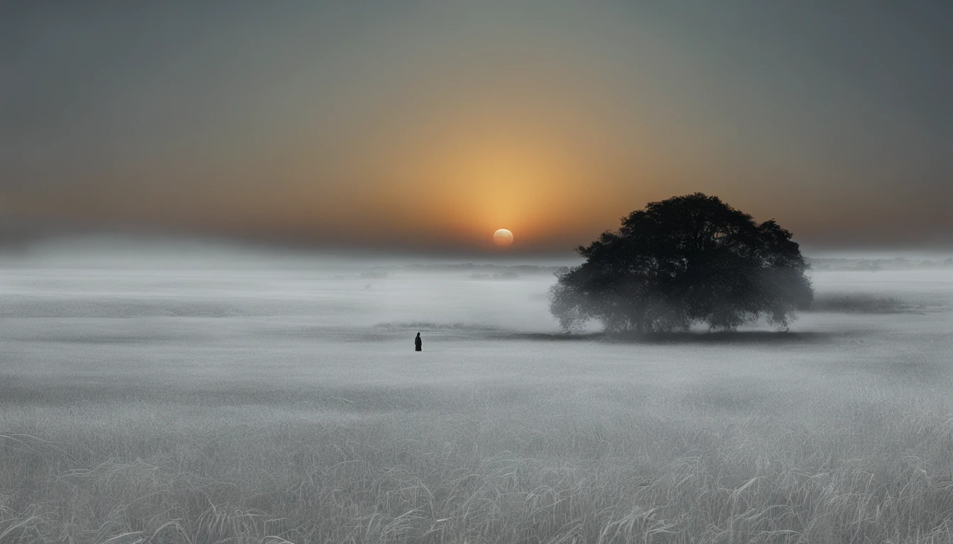 a white path in the middle of a multicolored field, ((((giant sun)))),Rolling green grass, ((Tai chi)),,an ultrafine detailed painting by Daren Bader, shutterstock contest winner, neo-romanticism, soft mist, made of mist, deviantart,Fujifilm XT3,by Steve McCurry, by Alessio Albi, by Lee Jeffries, by Herb Ritts, by Jeremy Man,long shot, clean, wide view, commercial photography