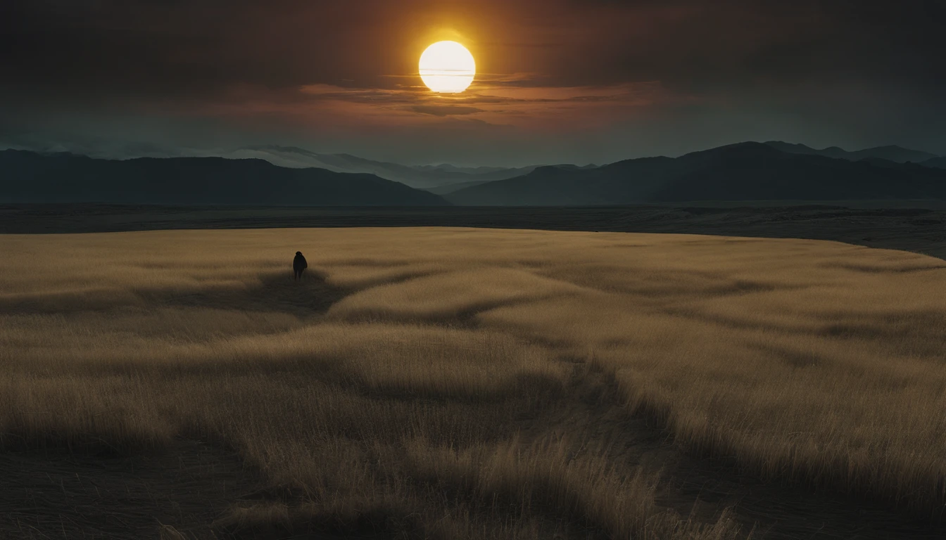 a white path in the middle of a multicolored field, ((((giant sun)))),Rolling green grass, ((Tai chi)),,an ultrafine detailed painting by Daren Bader, shutterstock contest winner, neo-romanticism, soft mist, made of mist, deviantart,Fujifilm XT3,by Steve McCurry, by Alessio Albi, by Lee Jeffries, by Herb Ritts, by Jeremy Man,long shot, clean, wide view, commercial photography