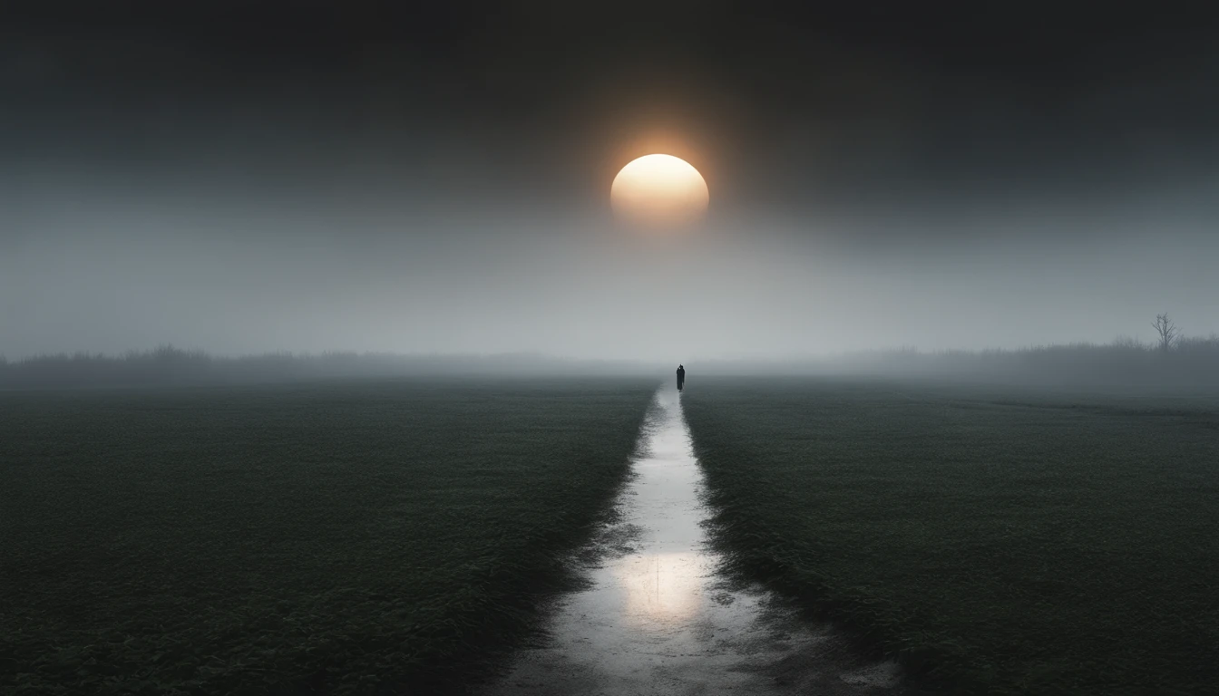 a white path in the middle of a multicolored field, ((((giant sun)))),Rolling green grass, ((Tai chi)),,an ultrafine detailed painting by Daren Bader, shutterstock contest winner, neo-romanticism, soft mist, made of mist, deviantart,Fujifilm XT3,by Steve McCurry, by Alessio Albi, by Lee Jeffries, by Herb Ritts, by Jeremy Man,long shot, clean, wide view, commercial photography