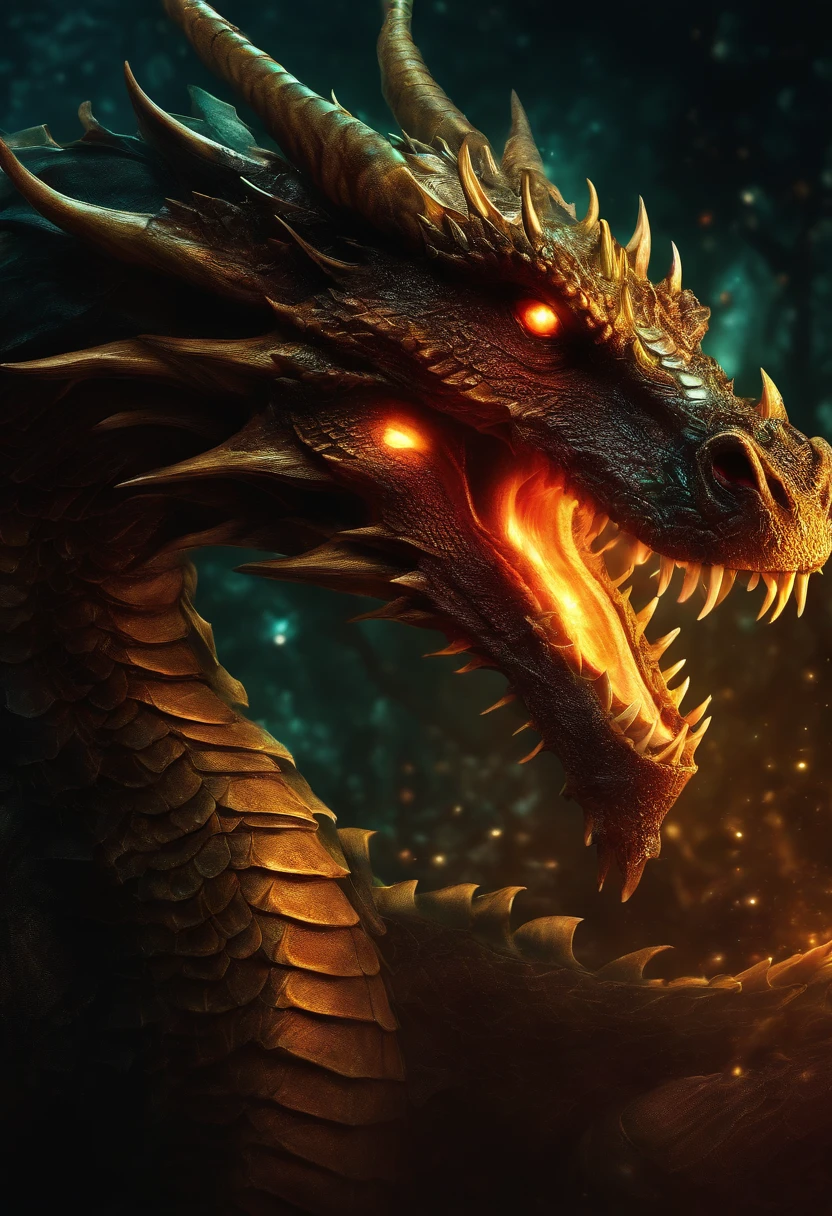 The dragon,glowing light eyes, biomechanical, eery, creepy, nightmarish, Very bright colors, light Particle, , Musif, Wallpaper Art, UHD Wallpapers
