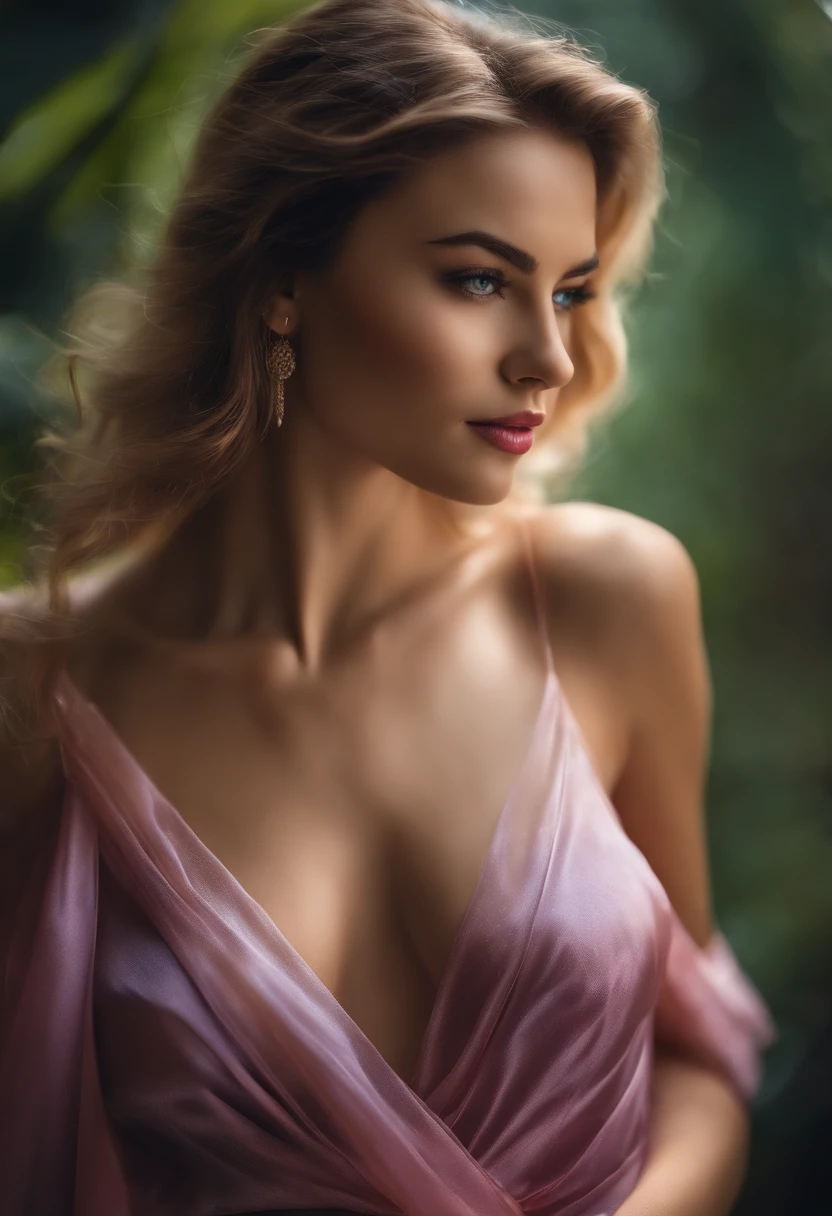 Realistic, beautiful girl, perfect body, transparant silk, sexy