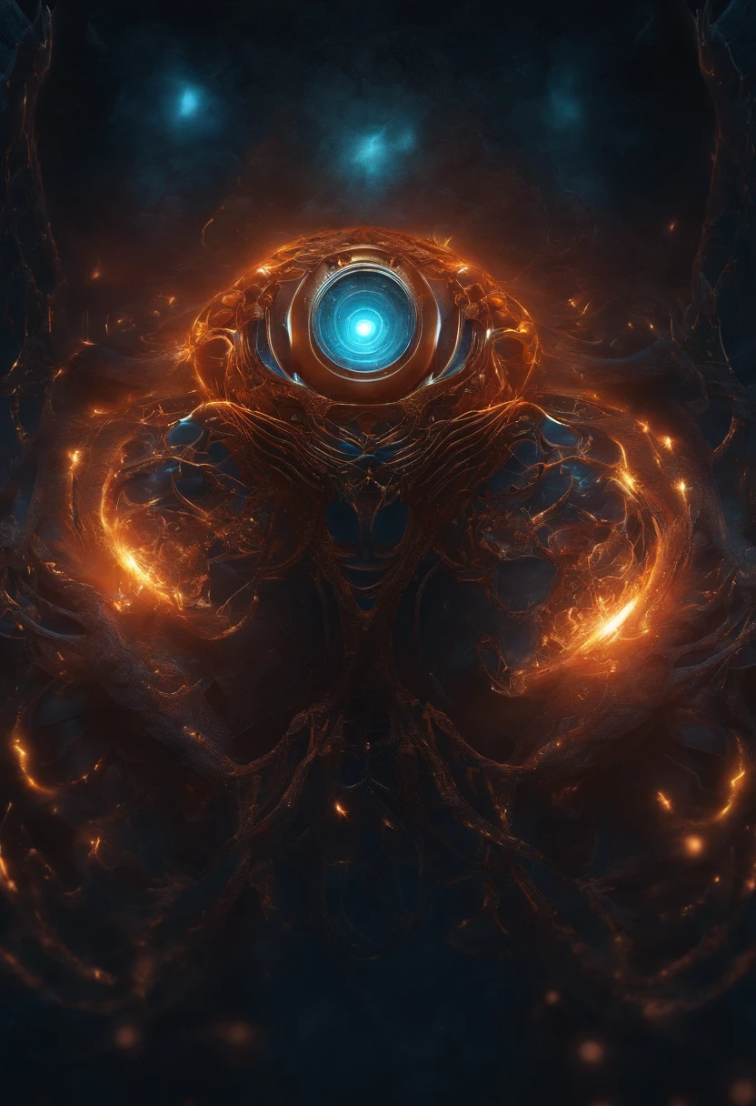 angelicales,glowing light eyes, biomechanical, eery, creepy, nightmarish, Very bright colors, light Particle, , Musif, Wallpaper Art, UHD Wallpapers