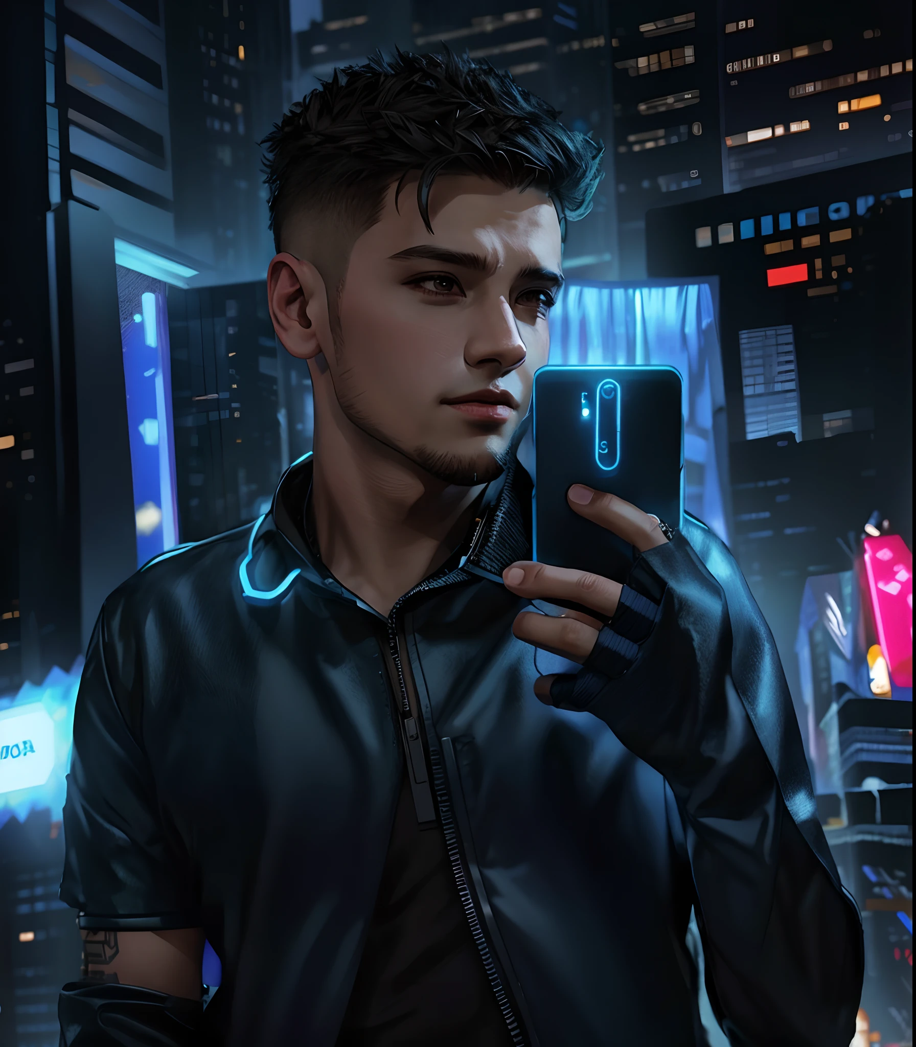 Change background cyberpunk boy, realistic face, 8k, ultra realistic.