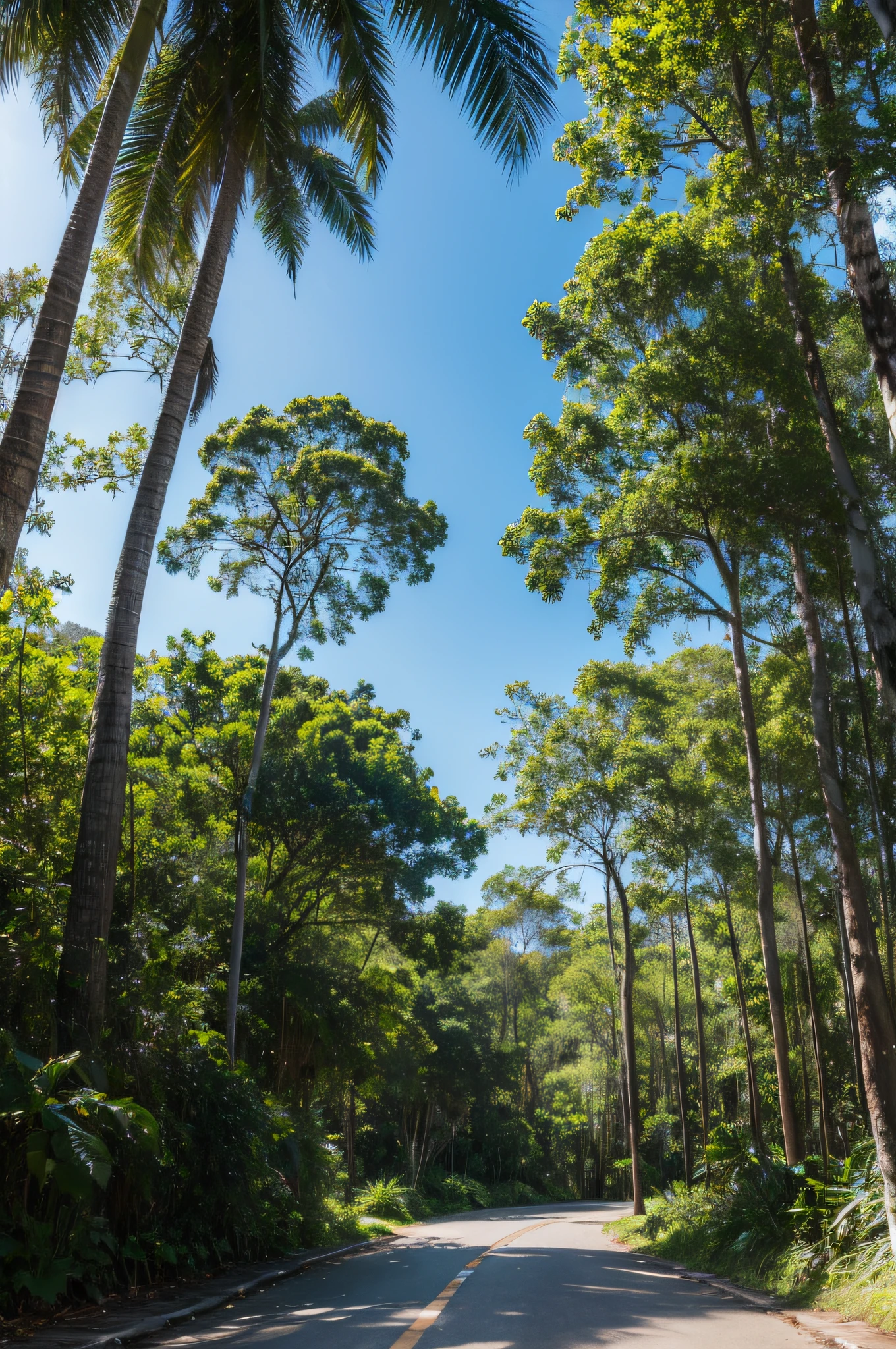 Coconut grove,ln the forest,blue-sky,Scenic beauty,delicated,