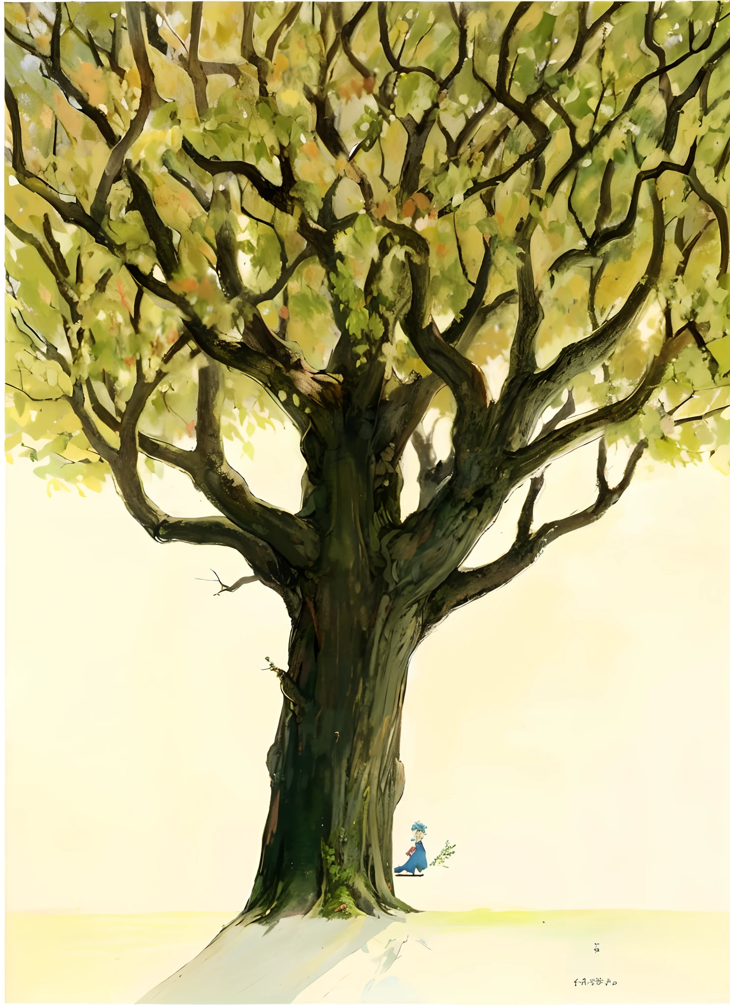 Draw a tree,A man stood under the tree, with a tall tree, sitting under a tree, author:Central Plains South Tianfang, reading under a tree, author:Yuko Tatoshima, inspired by Elsa Beskow, author:Rainer Horsch, author:Yi Renwen, oaks, large view, author:Kikukawa Sakaeyama