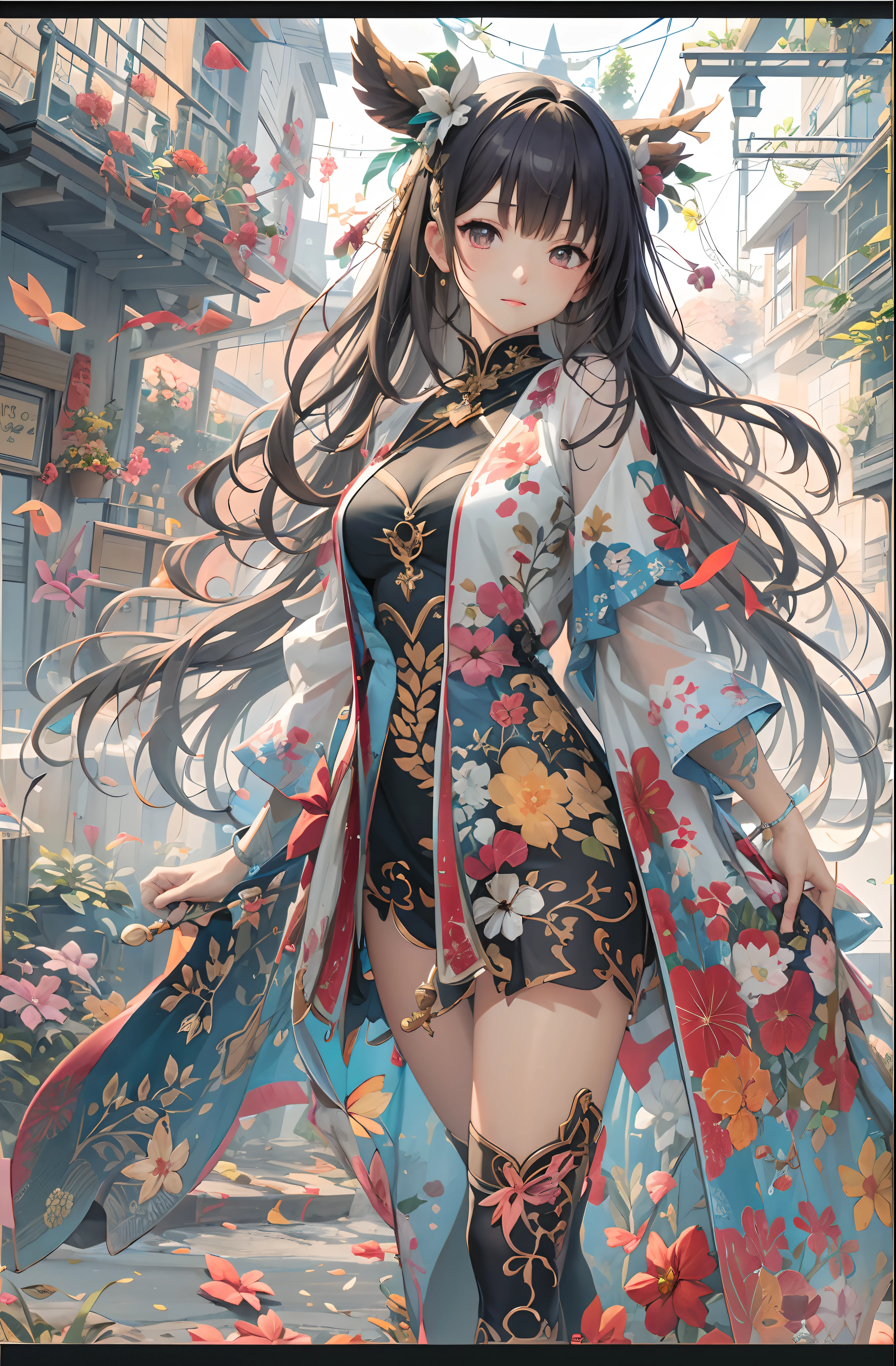 tmasterpiece、top-quality、ultra - detailed、offcial art、aestheticly pleasing、1girl in、Fault art:1.5、extremely colorful:1.5
