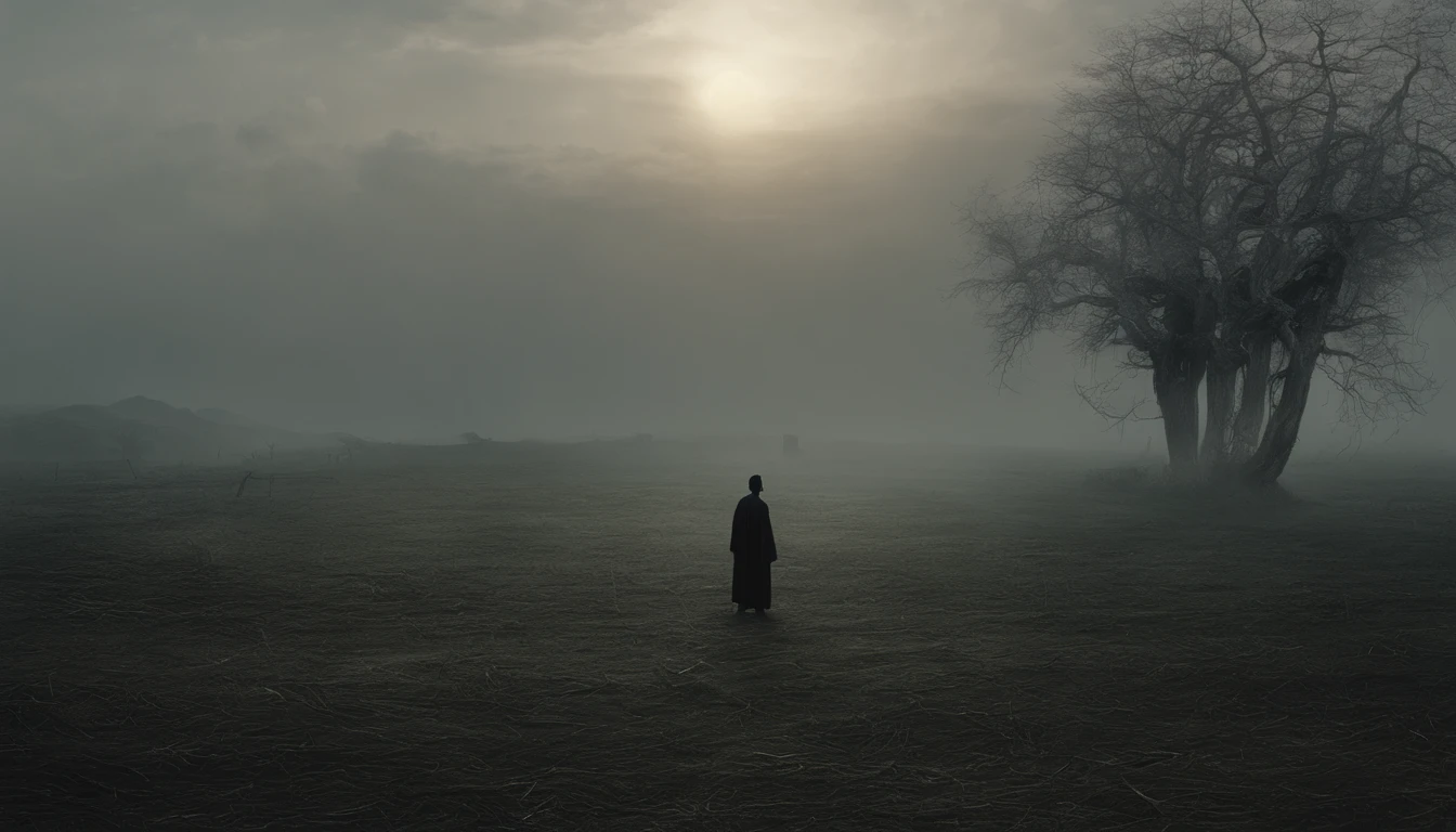 a white path in the middle of a multicolored field, ((((giant sun)))),Rolling green grass, ((Tai chi)),,an ultrafine detailed painting by Daren Bader, shutterstock contest winner, neo-romanticism, soft mist, made of mist, deviantart,Fujifilm XT3,by Steve McCurry, by Alessio Albi, by Lee Jeffries, by Herb Ritts, by Jeremy Man，long shot, clean, wide view, commercial photography