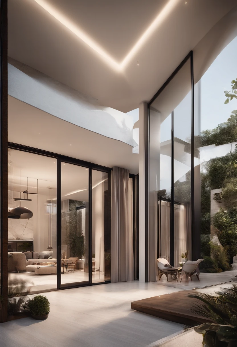 A home with a sense of modernity,Face aux montagnes,Face au lac,Immense piscine exterieur,Style architectural moderne, ultra detailed photograph,buliding,complicated,Ombrage, HighDynamicRange,dinamic lighting, photoreallistic, natural soft light, H faible, tmasterpiece, 8k detailed,There are so many details,Grande vitre du sol au plafond,Merging technology and the natural environment,A un look super cool,