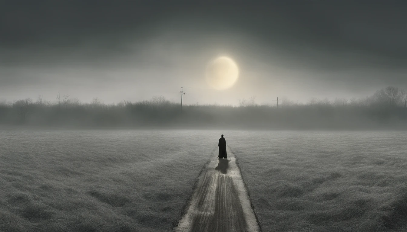 a white path in the middle of a multicolored field, ((((giant sun)))),Rolling green grass, ((Tai chi)),,an ultrafine detailed painting by Daren Bader, shutterstock contest winner, neo-romanticism, soft mist, made of mist, deviantart,Fujifilm XT3,by Steve McCurry, by Alessio Albi, by Lee Jeffries, by Herb Ritts, by Jeremy Man，long shot, clean, wide view, commercial photography