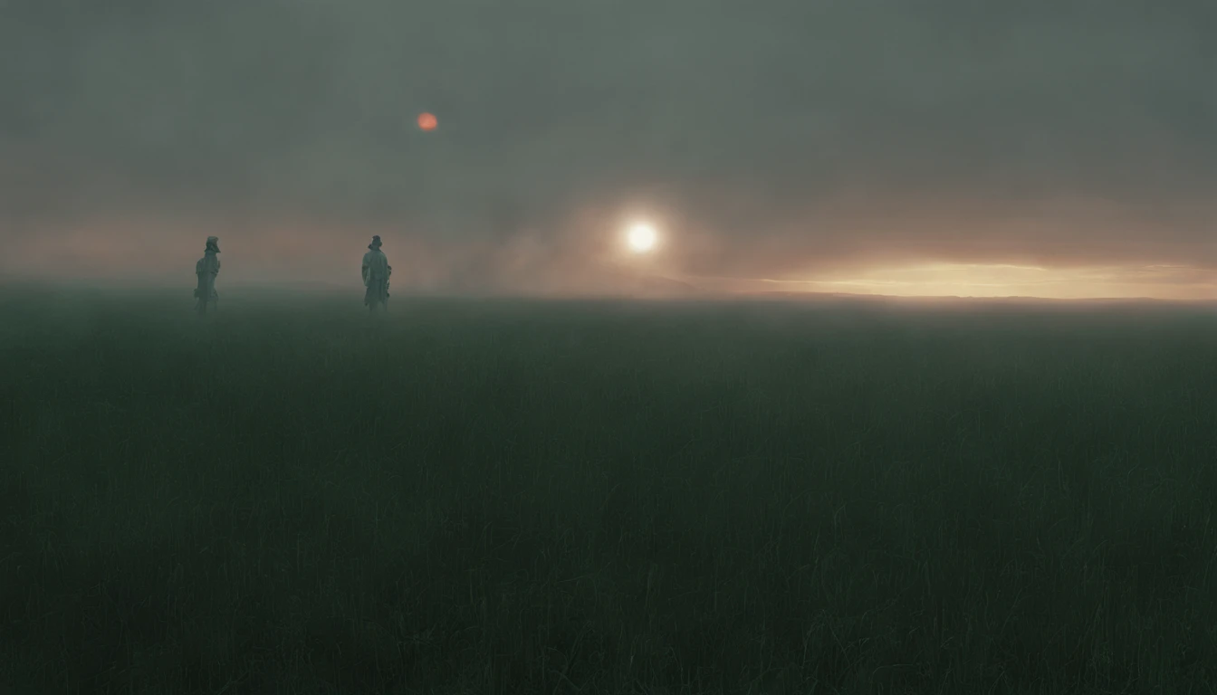 a white path in the middle of a multicolored field, ((((giant sun)))),Rolling green grass, ((Tai chi)),,an ultrafine detailed painting by Daren Bader, shutterstock contest winner, neo-romanticism, soft mist, made of mist, deviantart,Fujifilm XT3,by Steve McCurry, by Alessio Albi, by Lee Jeffries, by Herb Ritts, by Jeremy Man,long shot, clean, wide view, commercial photography