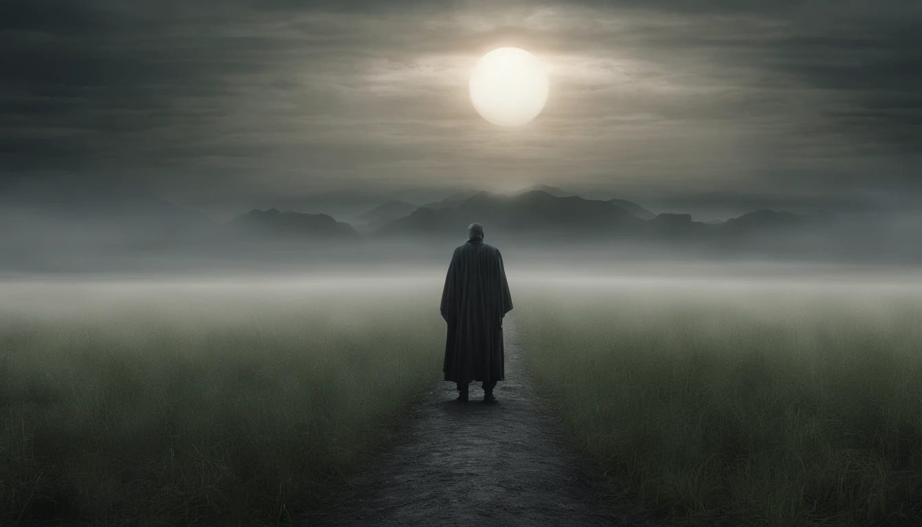 a white path in the middle of a multicolored field, ((((giant sun)))),Rolling green grass, ((Tai chi)),,an ultrafine detailed painting by Daren Bader, shutterstock contest winner, neo-romanticism, soft mist, made of mist, deviantart,Fujifilm XT3,by Steve McCurry, by Alessio Albi, by Lee Jeffries, by Herb Ritts, by Jeremy Man,long shot, clean, wide view, commercial photography