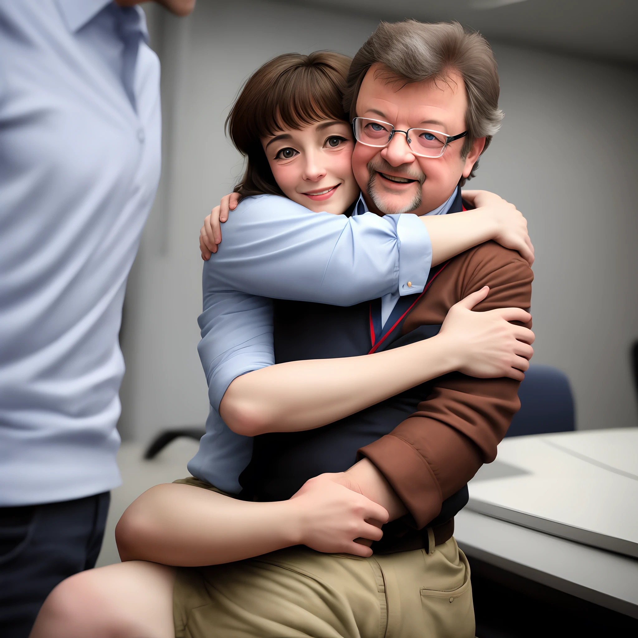 A photo of Emanuel Macro hugging Jean Luc Mélanchon