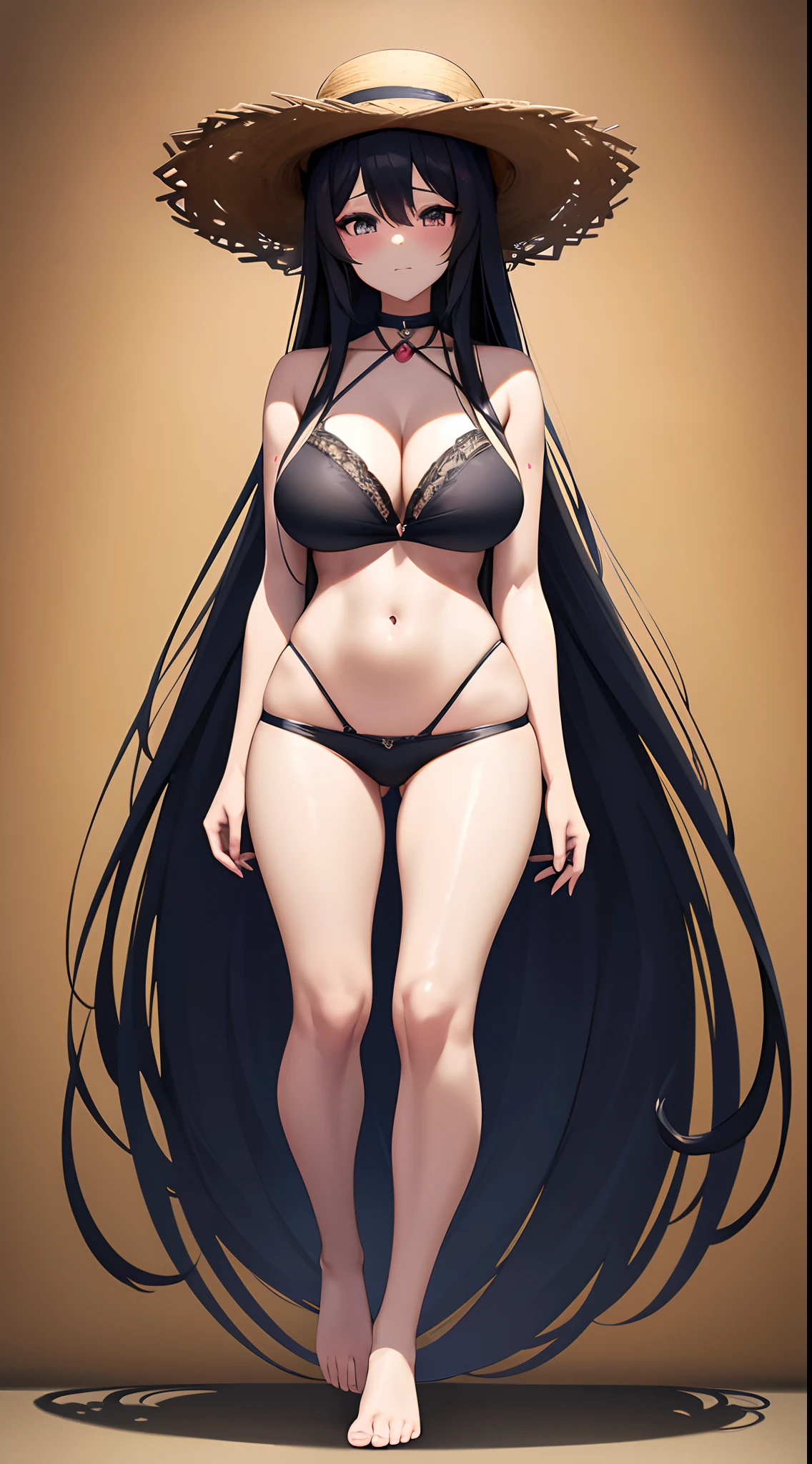 Black long hair anime girl wearing straw hat, full bodyesbian,Barefoot,style of anime4 K, a beautiful anime portrait, anime moe art style, Anime art wallpaper 4k, Anime art wallpaper 4 K, High Quality Anime Art Style, Guviz, Guviz-style artwork, Detailed digital anime art, Anime art wallpaper 8 K, cute anime girl portraits
