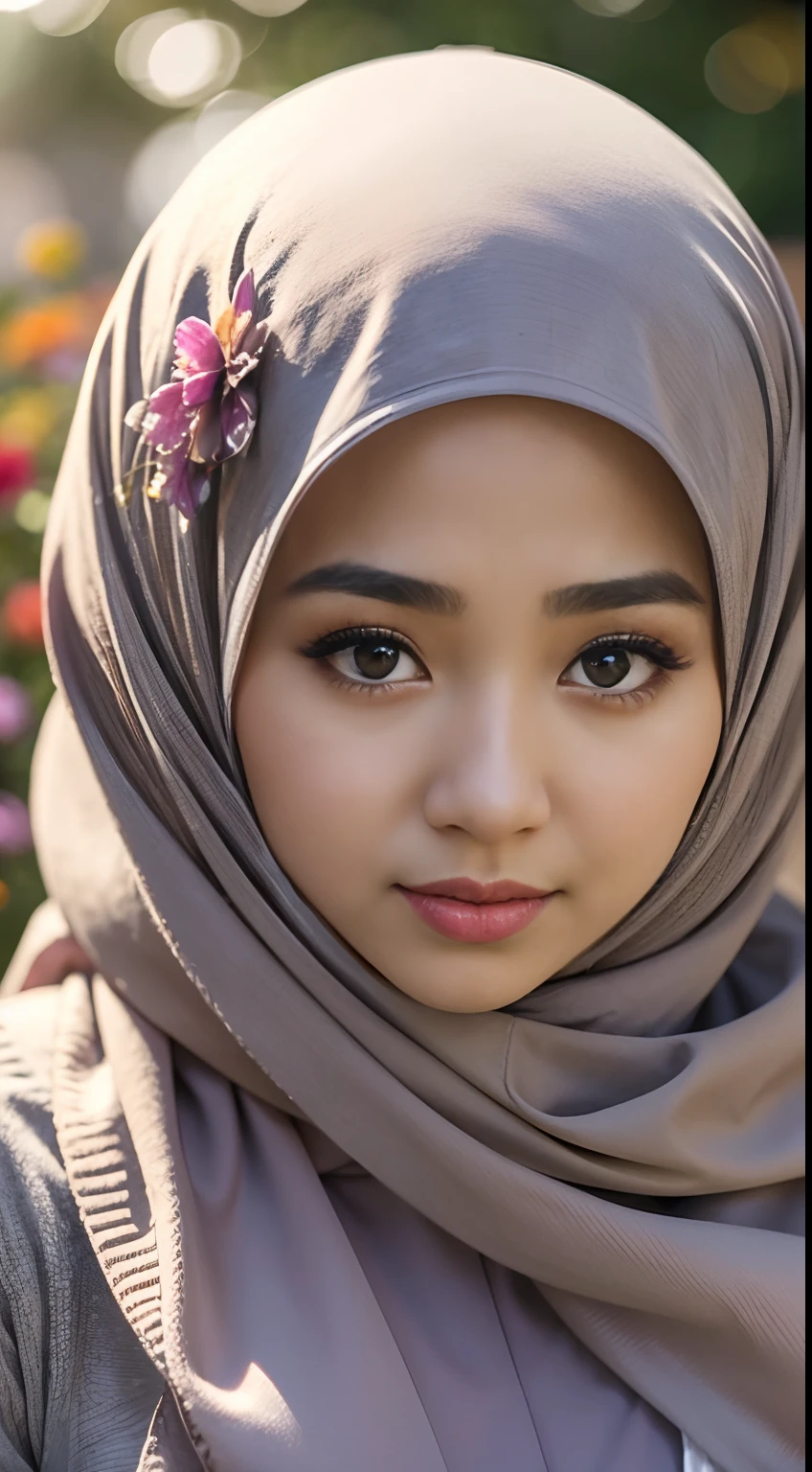 cleavage, hijabi, Absurd, ultra-detailed, high quality, masterpiece, detailed face, beautiful eyes(detailed eyes), Greek mythology Goddess, Hestia, goddess of the hearth and home, gentle and graceful, face exudes warmth and kindness, eyes described as soft and comforting, gentle and steady gaze, golden hair color , overall appearance is simple and modest, The fabric of her garments is usually depicted as soft and earth-toned, beauty lies not in extravagant adornments, Her smile is serene and welcoming