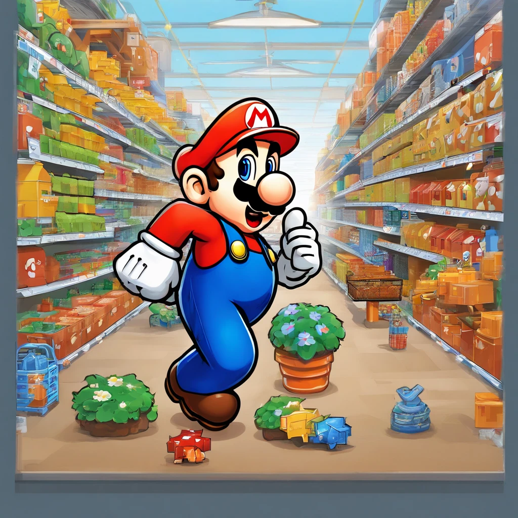 SuperMario working in Home Depot as an employee
