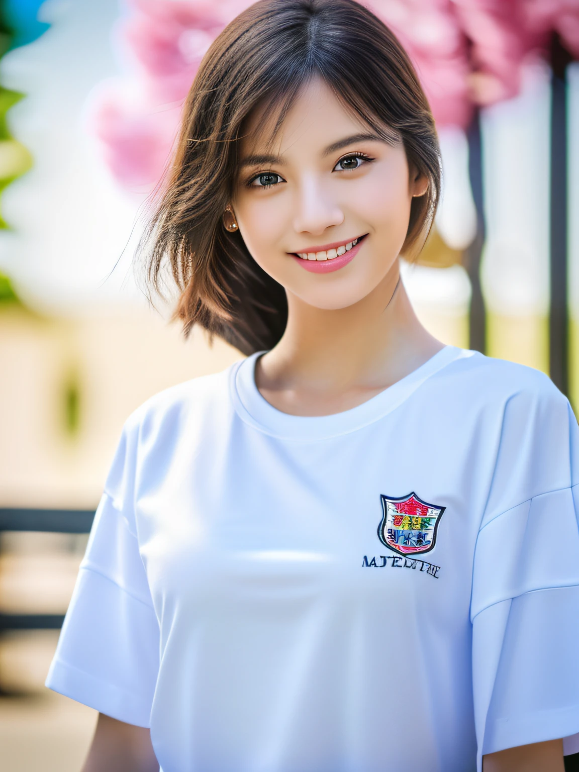 (full body),1 girl,high school student,(plain white t-shirt),light smile,
master piece,8k,(master piece,ultra high resolution:1.5),(master piece,photorealistic:1.5),(master piece,best quality,ultra detailed:1.5) master piece,detailed eyes,master piece,detailed face,