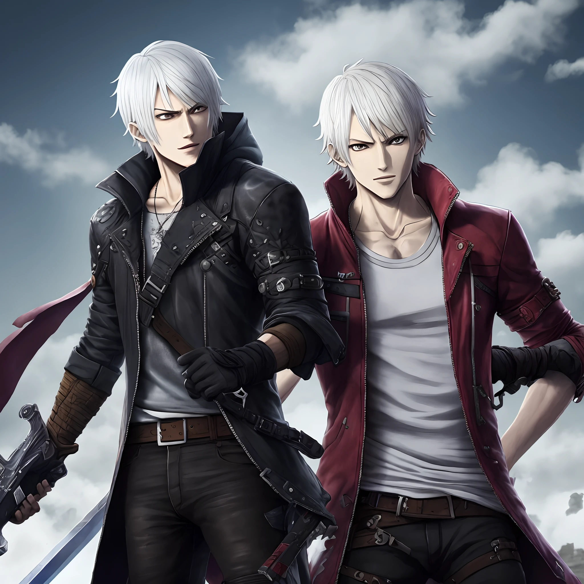 Dante do jogo de console Devil May Cry com poderes de raio e a espada do personagem protagonista Asta do anime Black Clover