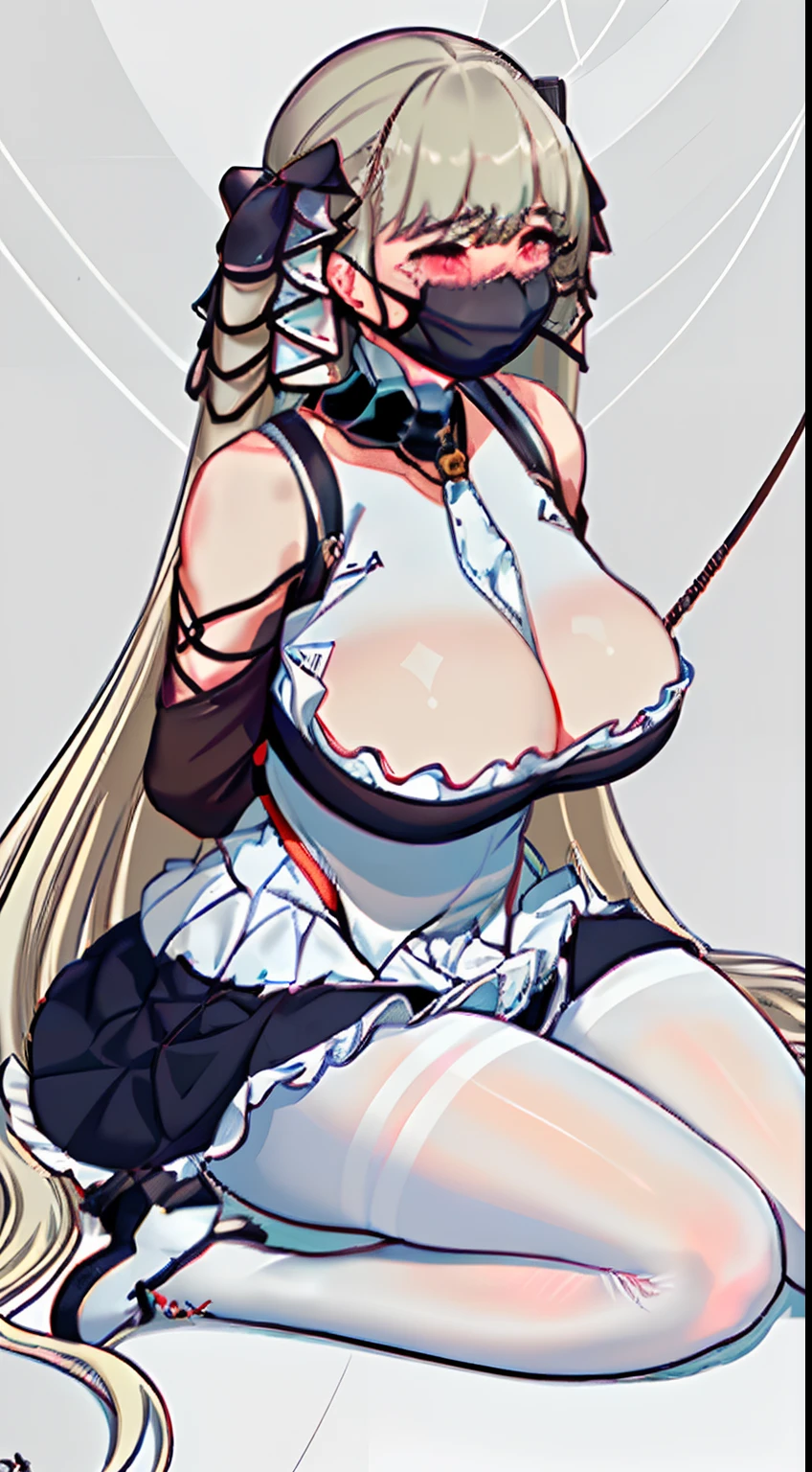 (((formidable_default))),((fat)),((thick arms)),((thick thighs)),bondage,((white pantyhose)), shoes,(((mary_janes))), ((blush)), ((crying with eyes open)), ((sad)), ((arms_behind_back)),((rope)),((((bondage)))), ((((shibari)))),((mouthmask)),