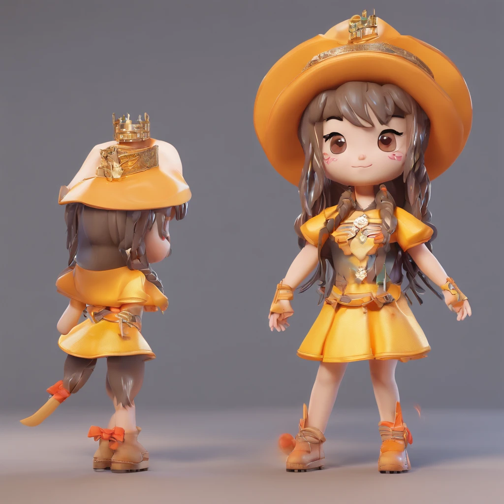 Super Cute Girl IP by Pop Mart, Bright eyes, Cherub,clay, modeled, Glossy and delicate,clean back ground, Good luster, 3D rendering of a,Best Quality,the witch、Black dress、Halloween Hats、Skull ornament、Dreadlocks、Dreadlocks、Dreadlocks
