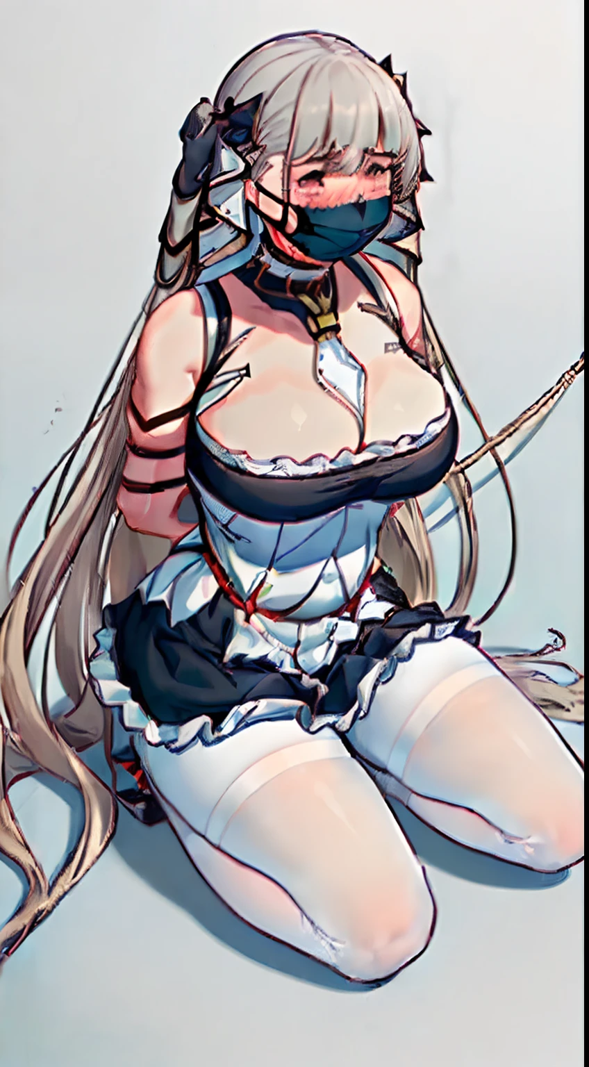(((((formidable_default))))),((fat)),((thick arms)),((thick thighs)),bondage,((white pantyhose)), shoes,(((mary_janes))), ((blush)), ((crying with eyes open)), ((sad)), ((arms_behind_back)),((rope)),((((bondage)))), ((((shibari)))),((mouthmask)),