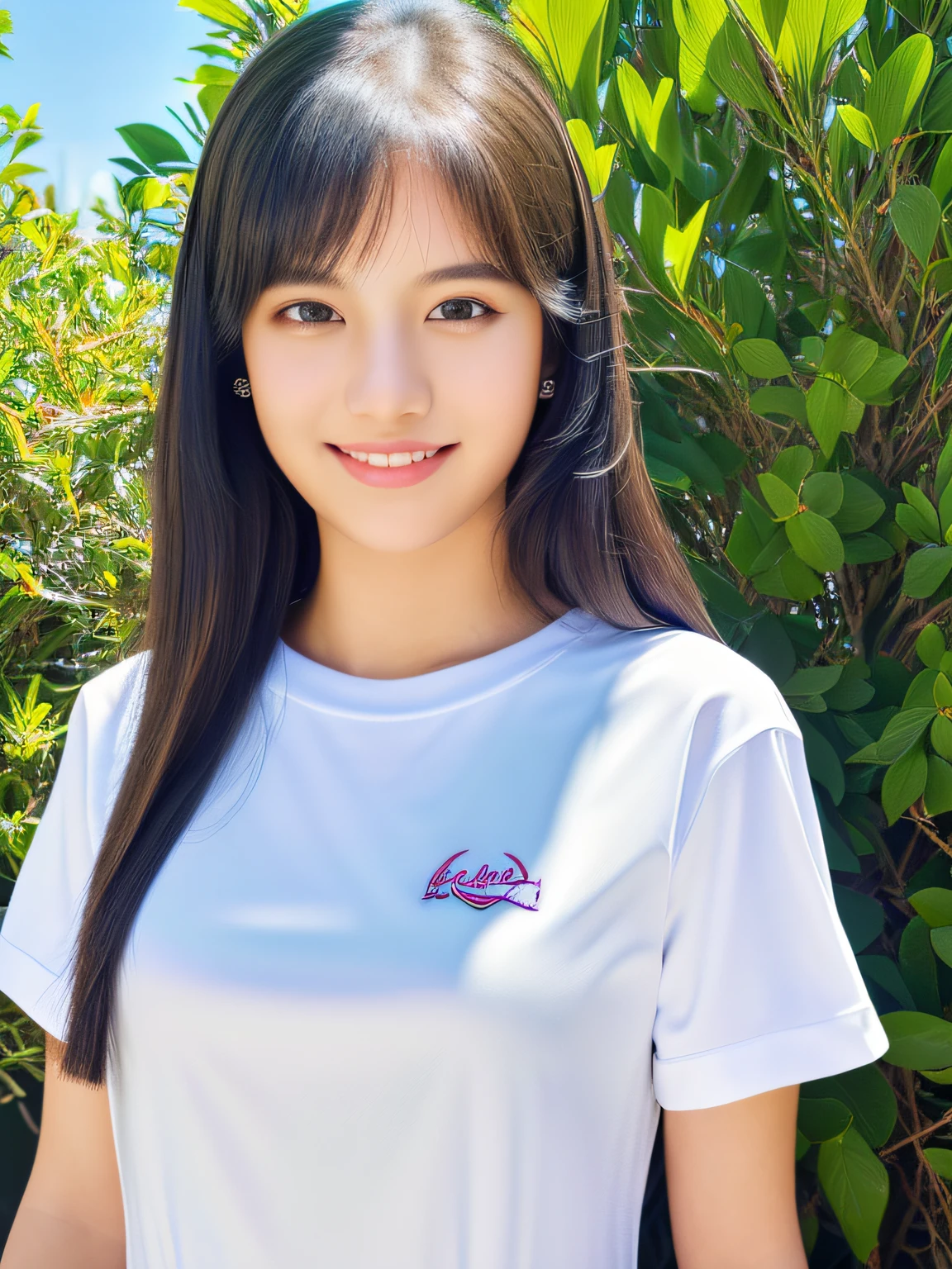(full body),1 girl,high school student,(plain white t-shirt),light smile,
master piece,8k,(master piece,ultra high resolution:1.5),(master piece,photorealistic:1.5),(master piece,best quality,ultra detailed:1.5) master piece,detailed eyes,master piece,detailed face,